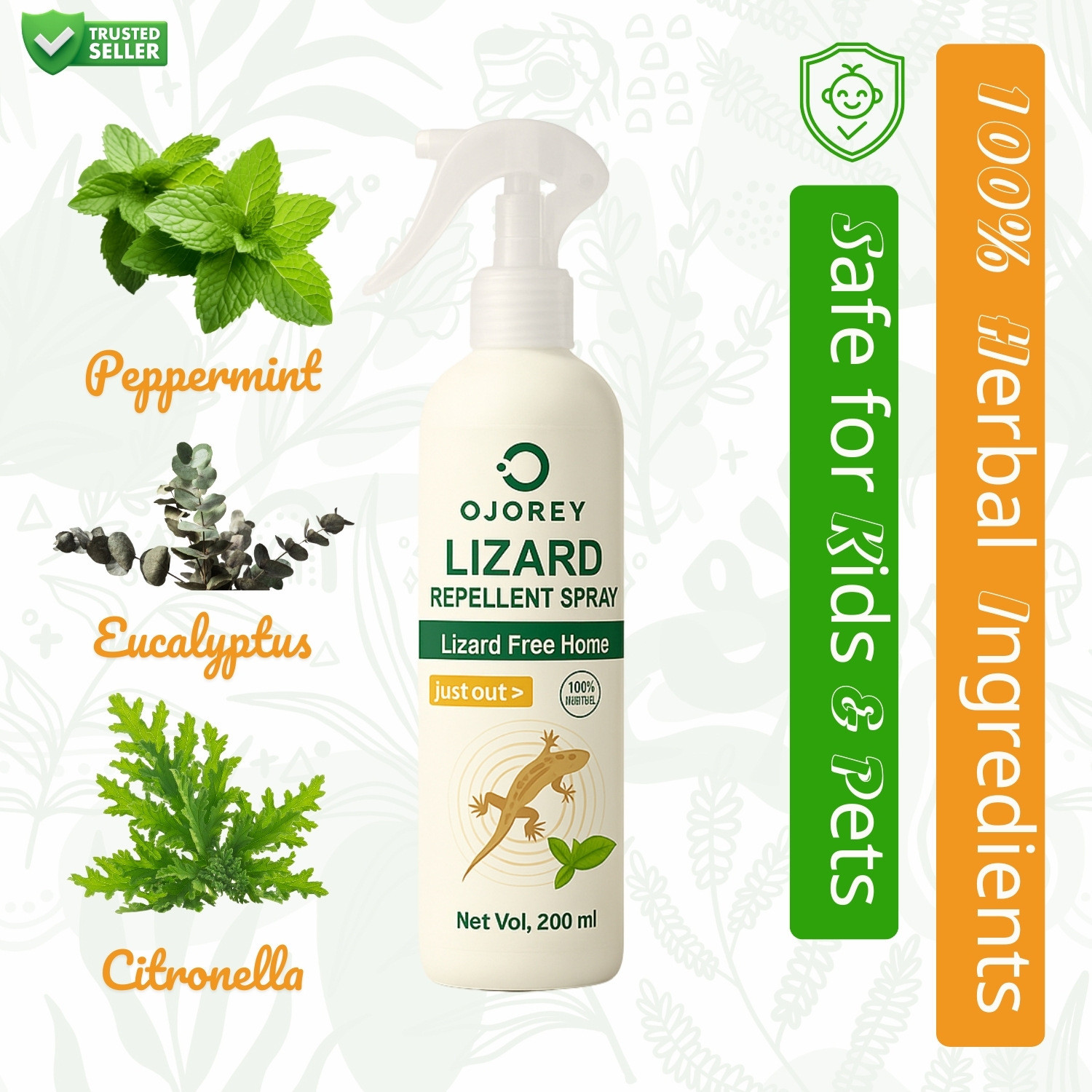 Image of OJOREY Lizard Repellent Spray Non-Toxic 100% Herbal Safe for Home Kids Pets
