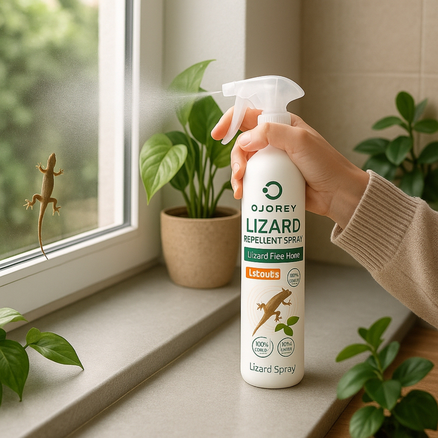 Image of OJOREY Lizard Repellent Spray Non-Toxic 100% Herbal Safe for Home Kids Pets