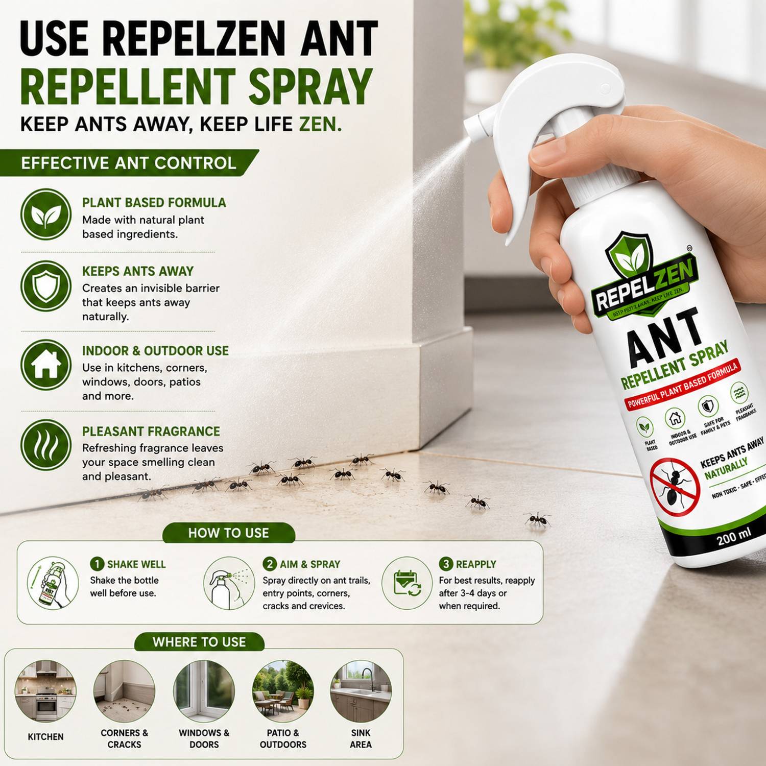 REPELZEN Ant Repellent Spray 200 ML
