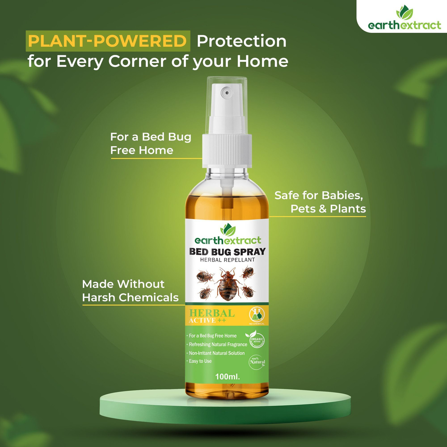 Image of Earth extracts Bed Bug Repellent Spray For Home, Natural, Non-Toxic, 100% Herbal & Effective