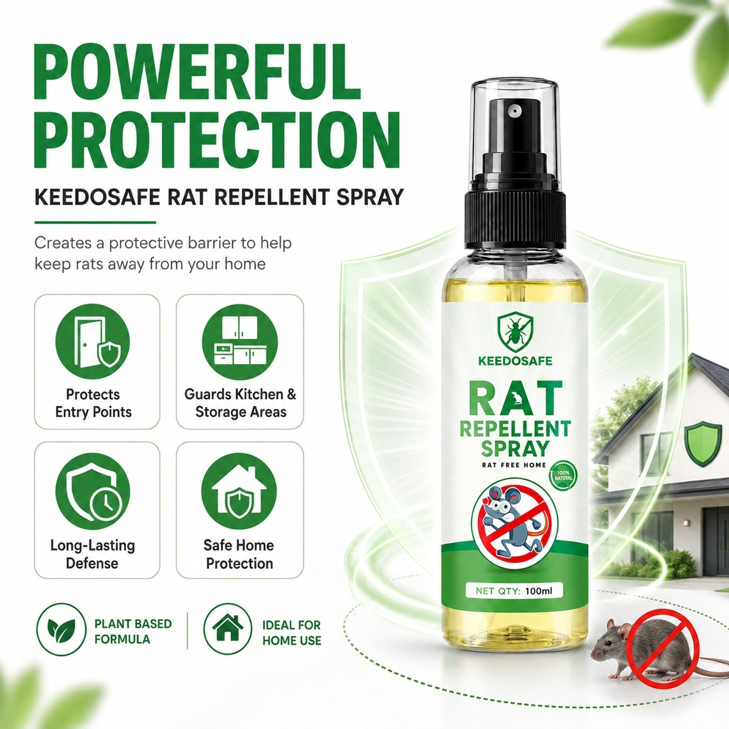 Image of KEEDOSAFE Anti Rat Repellent Spray 100ml | rat control spray for Home & Car | Ready to Use