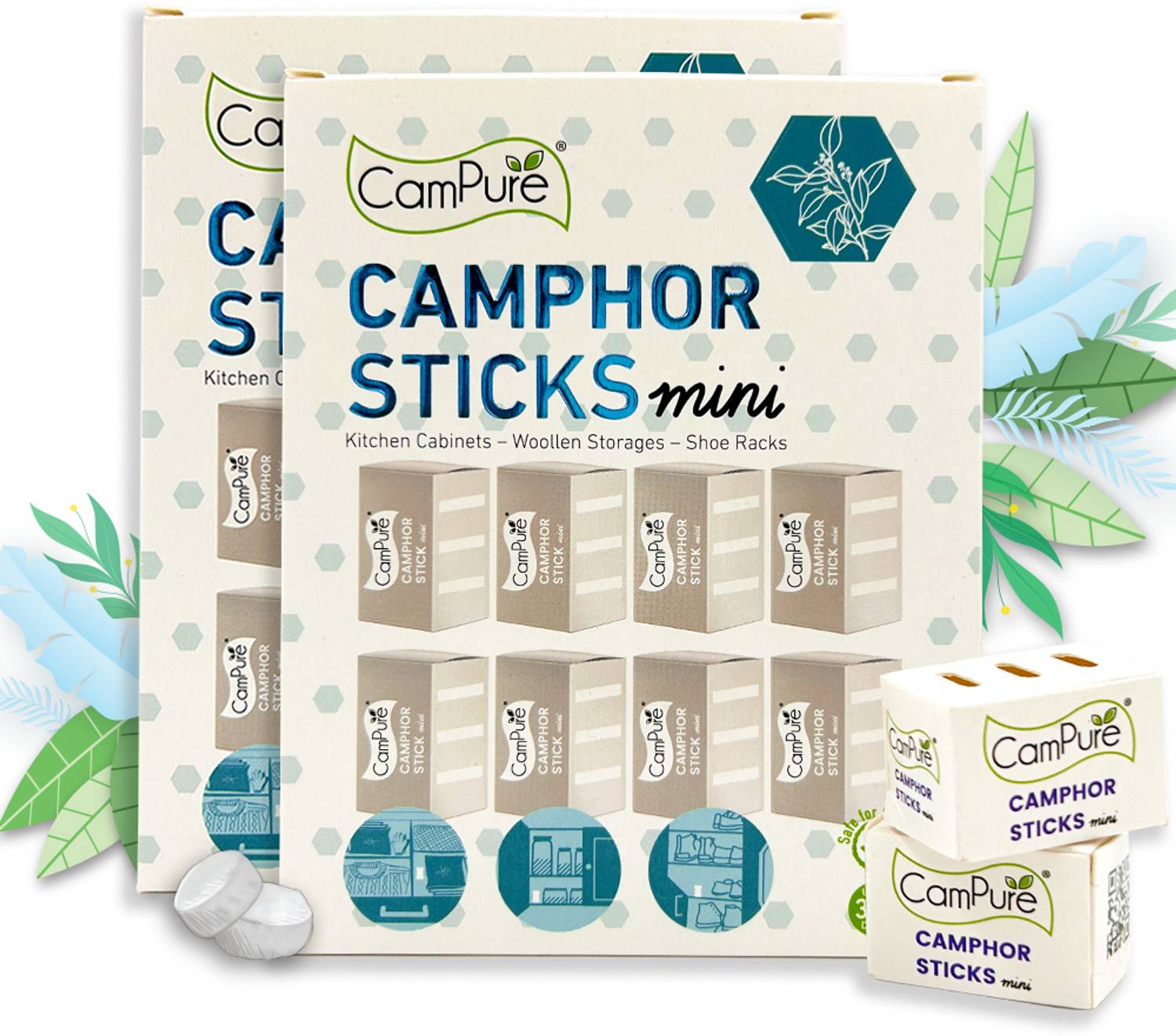 CamPure Camphor Sticks Mini (Pack of 2) - Wonderful Fragrance