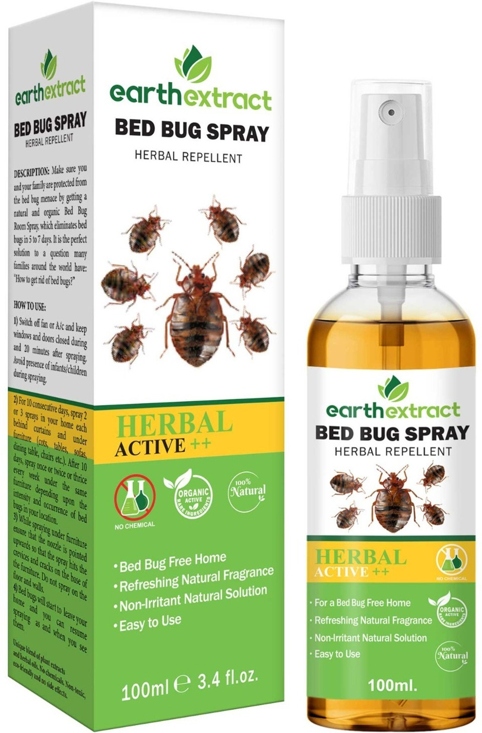 Image of Earth extracts Bed Bug Repellent Spray For Home, Natural, Non-Toxic, 100% Herbal & Effective