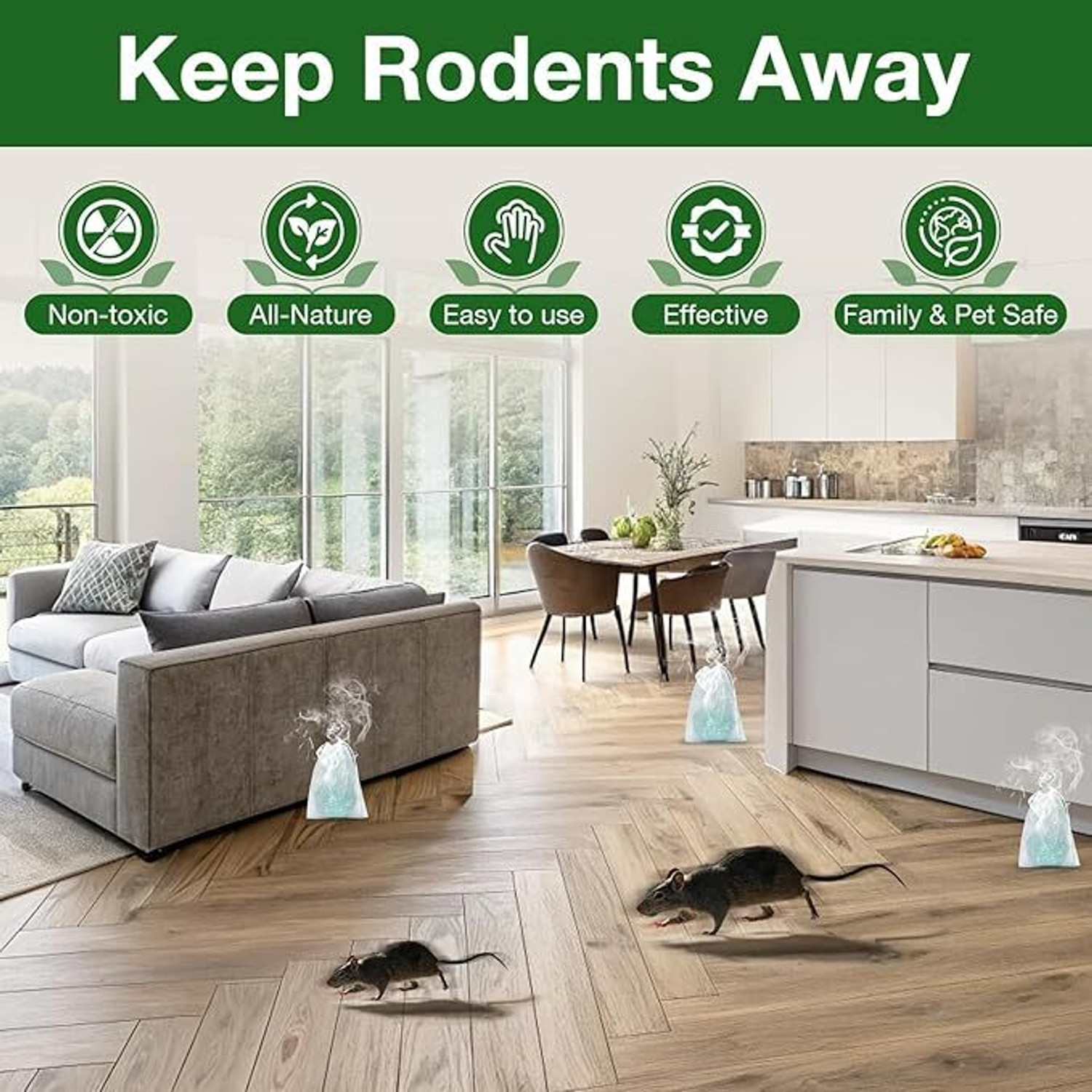 Image of RAMILOO Non-Toxic Rat Repellent Tablets,for Indoor Use,Herbal Formula Electronic Trap