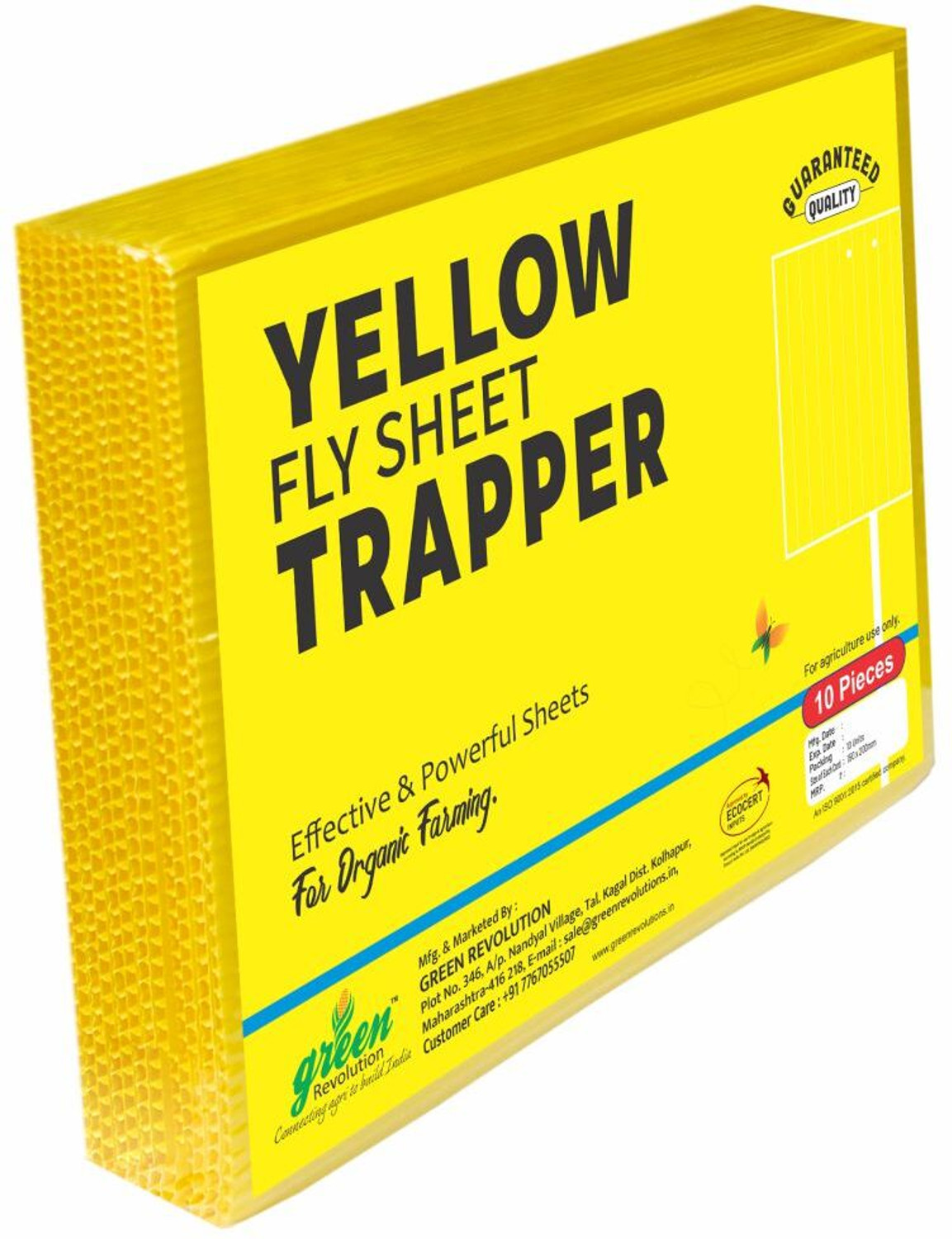 Image of Green Revolution Eco Yellow Sticky Trap for Insects for Garden and Farm Pack of 2 (20 pcs).