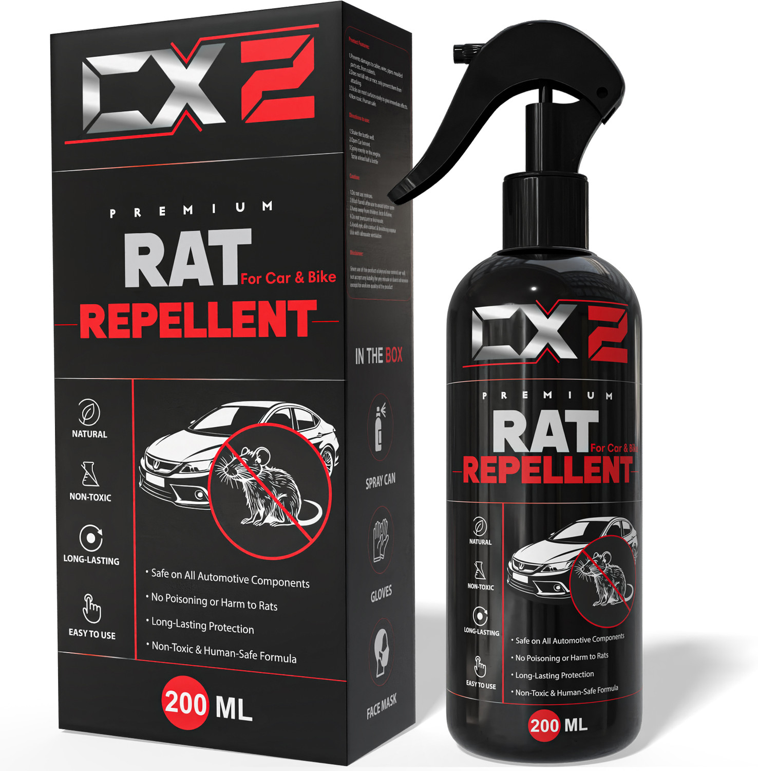 Image of CX2 Powerful Rat Repellent Spray for Car and Bike | Non-Toxic Rat Rodent Spray