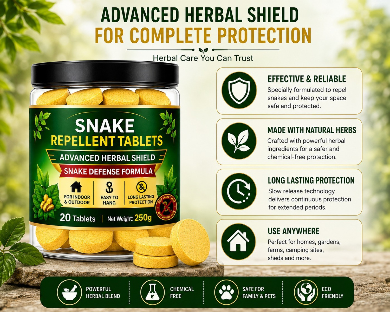 Image of sazzio Snake Repellent Tablets Advanced Herbal Shield Snake Defense Formula