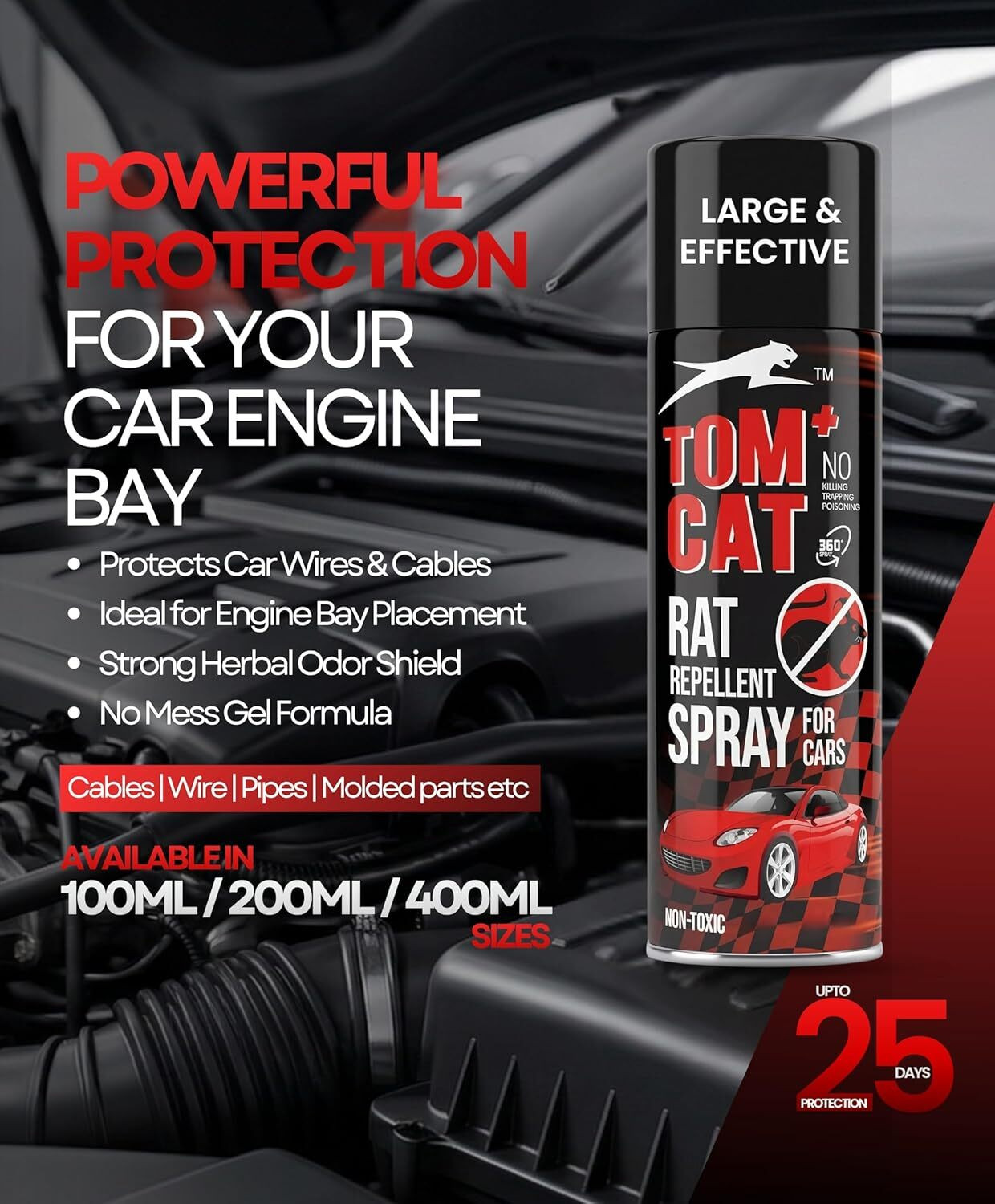 Image of TOM CAT SHADOW Rat Repellent Spray for Car Highly Effective, Leak Free Repellent Easy to Spray