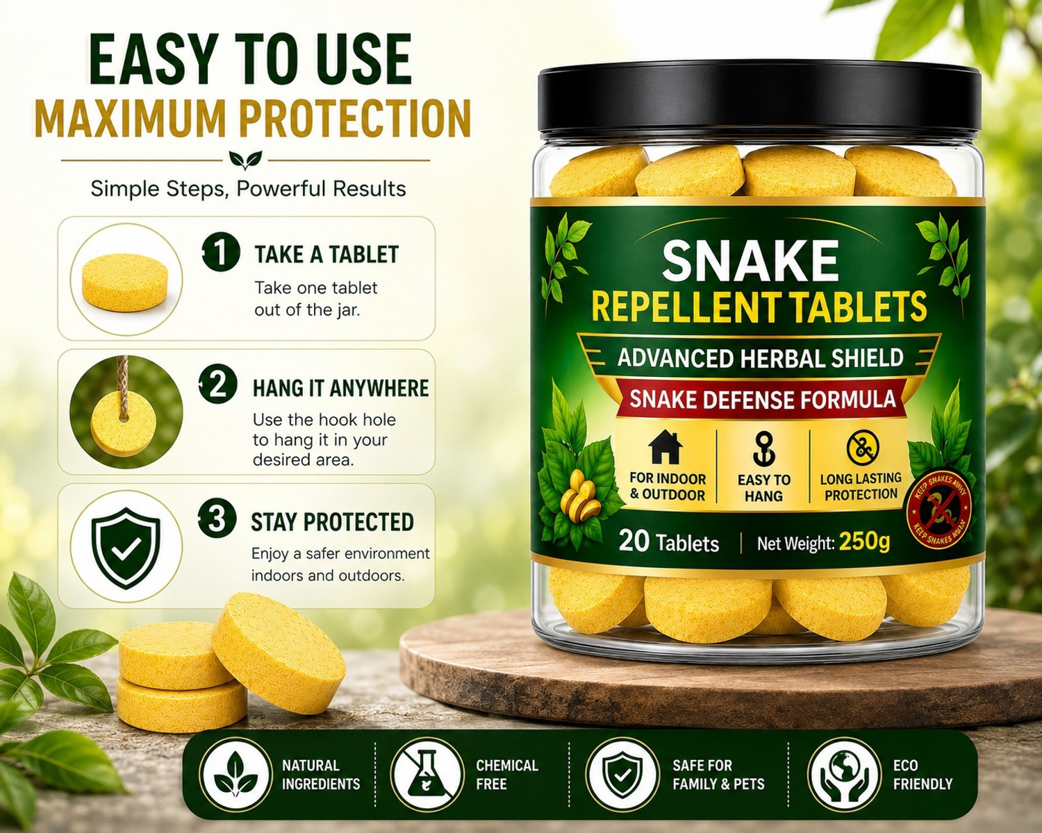 Image of sazzio Snake Repellent Tablets Advanced Herbal Shield Snake Defense Formula