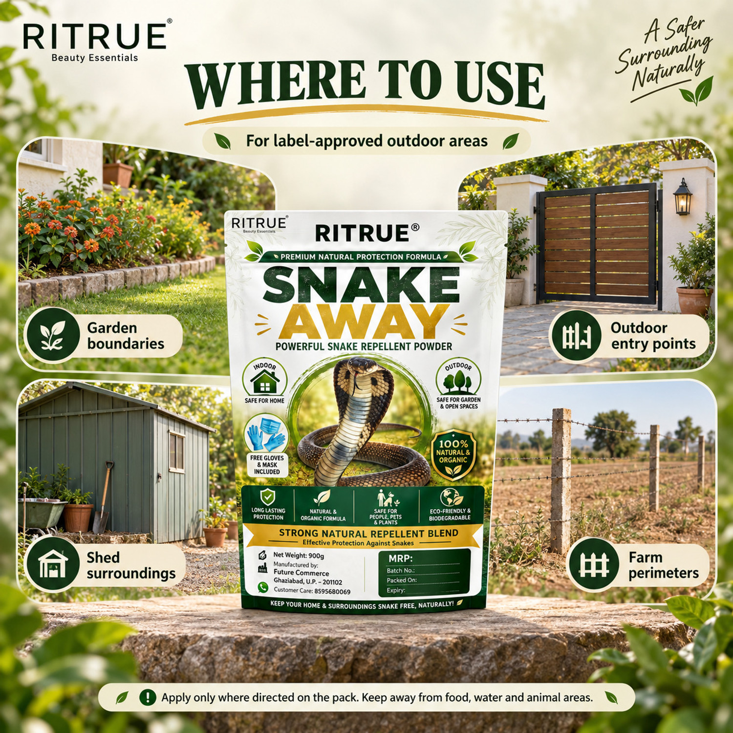 Image of RiTrue Ritrulyf Powerful Snake Repellent Powder Natural, Non-Toxic tablets, Pet Safe