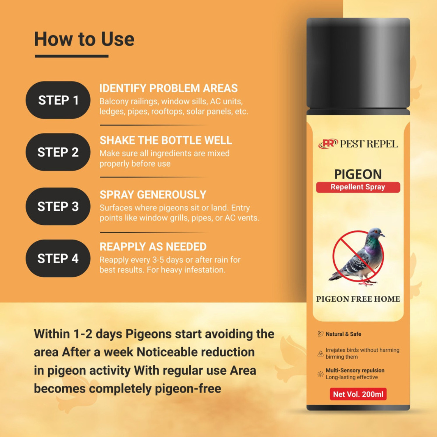 Image of PestRepel Bird Repellent Spray Non-Toxic Spray| Safe for Birds | Pigeon Repellent Spray