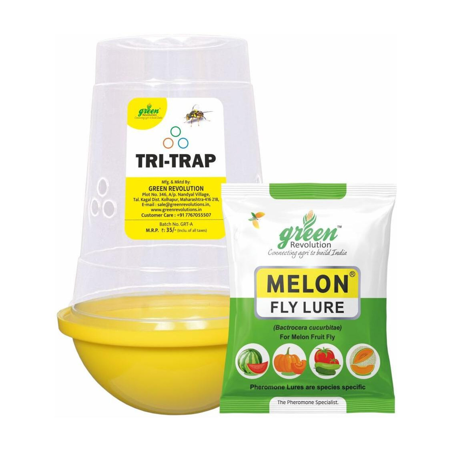 Image of Green Revolution Melon Fruit Fly Trap with Melon Fly Lure(Bactocera cucurbitae)for VegetableCrop