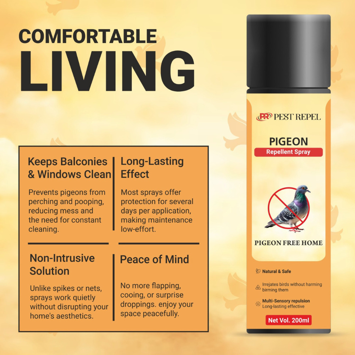 Image of PestRepel Bird Repellent Spray Non-Toxic Spray| Safe for Birds | Pigeon Repellent Spray