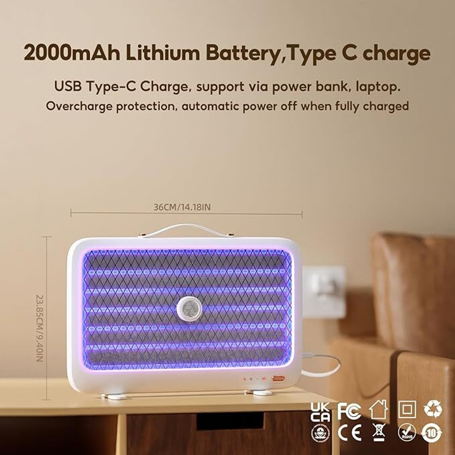 Image of HiCare Portable | 2000mAh Battery| Indoor & Outdoor Insect Killer | led light Electric Insect Killer Indoor, Outdoor