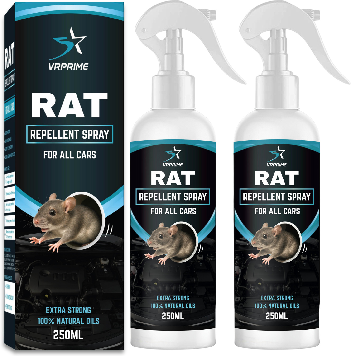 Image of VRPRIME Car Rat Repellent Spray | Herbal Rodent Protection for Car Engine(Pack of 2)