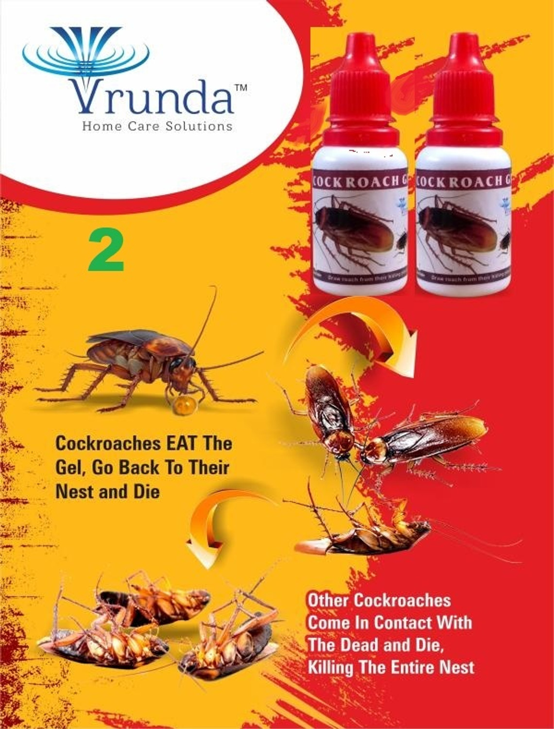 Image of vrunda home care solutions vrunda anti roach powerful cockroach killer gel