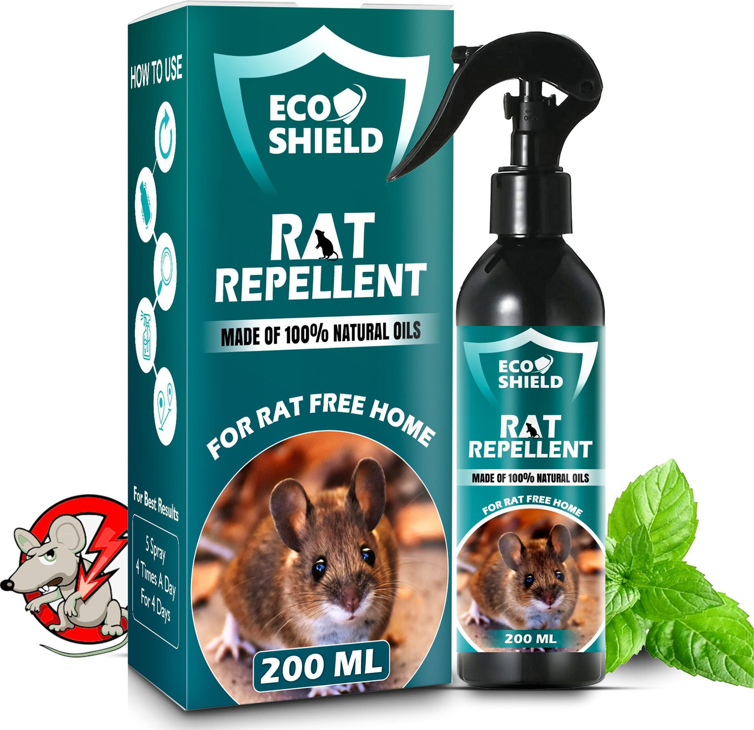 Image of Eco shield Rat Repellent Spray for Car & Home | 30 days Protection | Safe for all