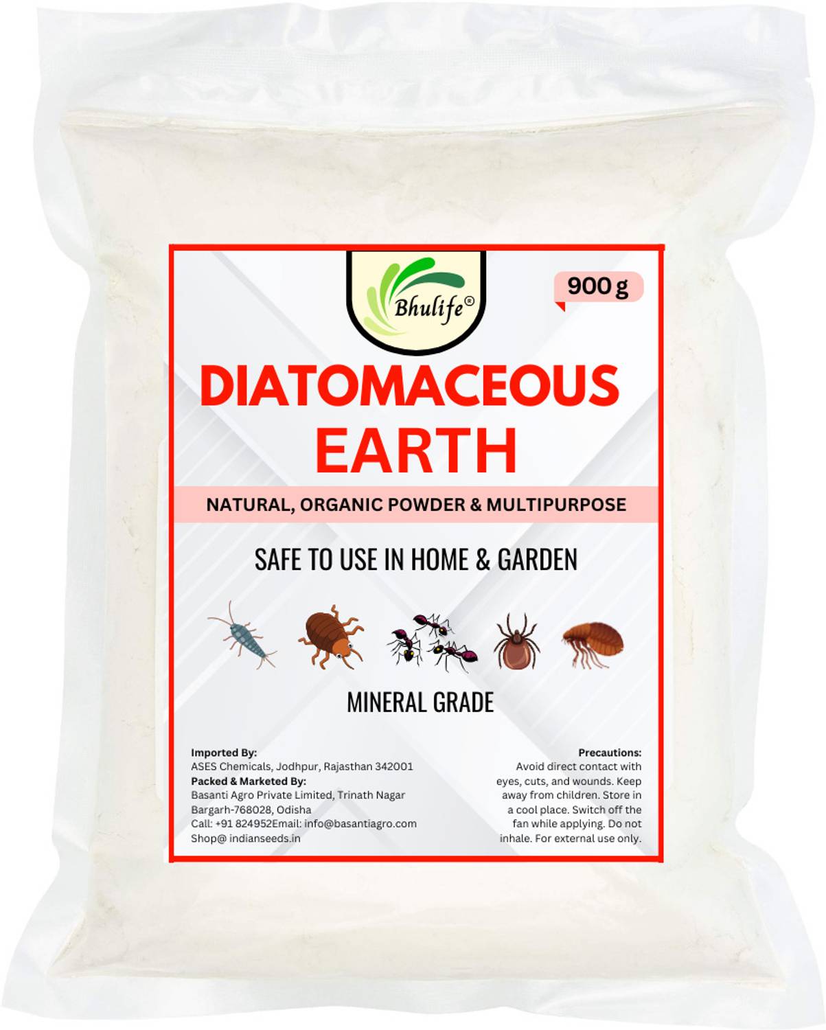BhuLife Natural Diatomaceous Earth | Organic Pest Control Powder For Garden