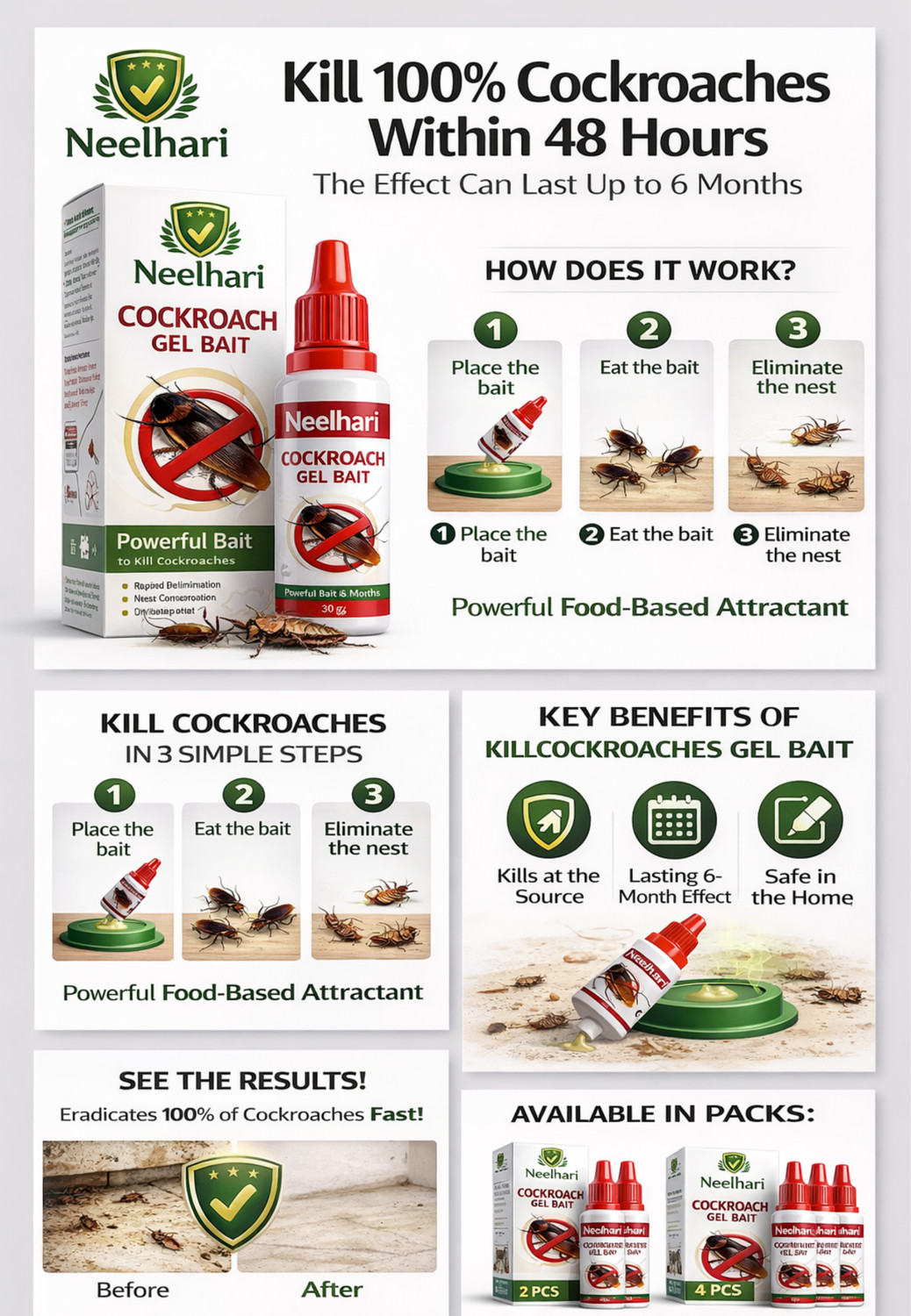Image of NEELHARI powerfull anti roach cockroach killer gel