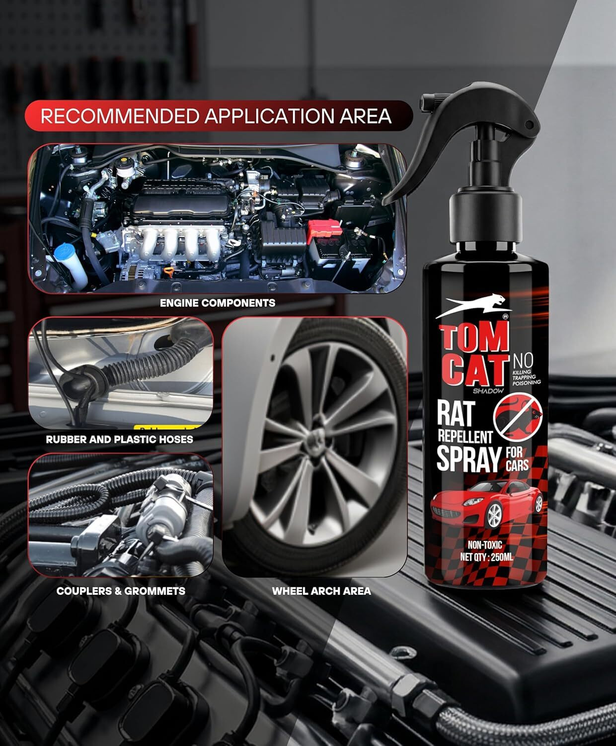 Image of TOM CAT SHADOW No Entry Rat Repellent Spray for Cars Highly Effective