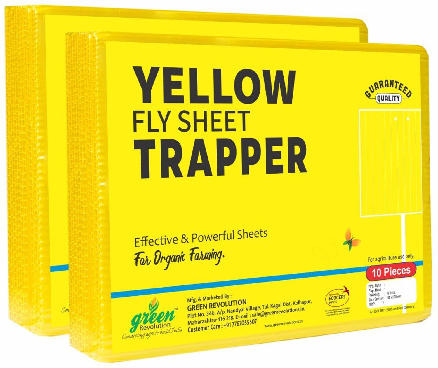 Image of Green Revolution Eco Yellow Sticky Trap for Insects for Garden and Farm Pack of 2 (20 pcs).