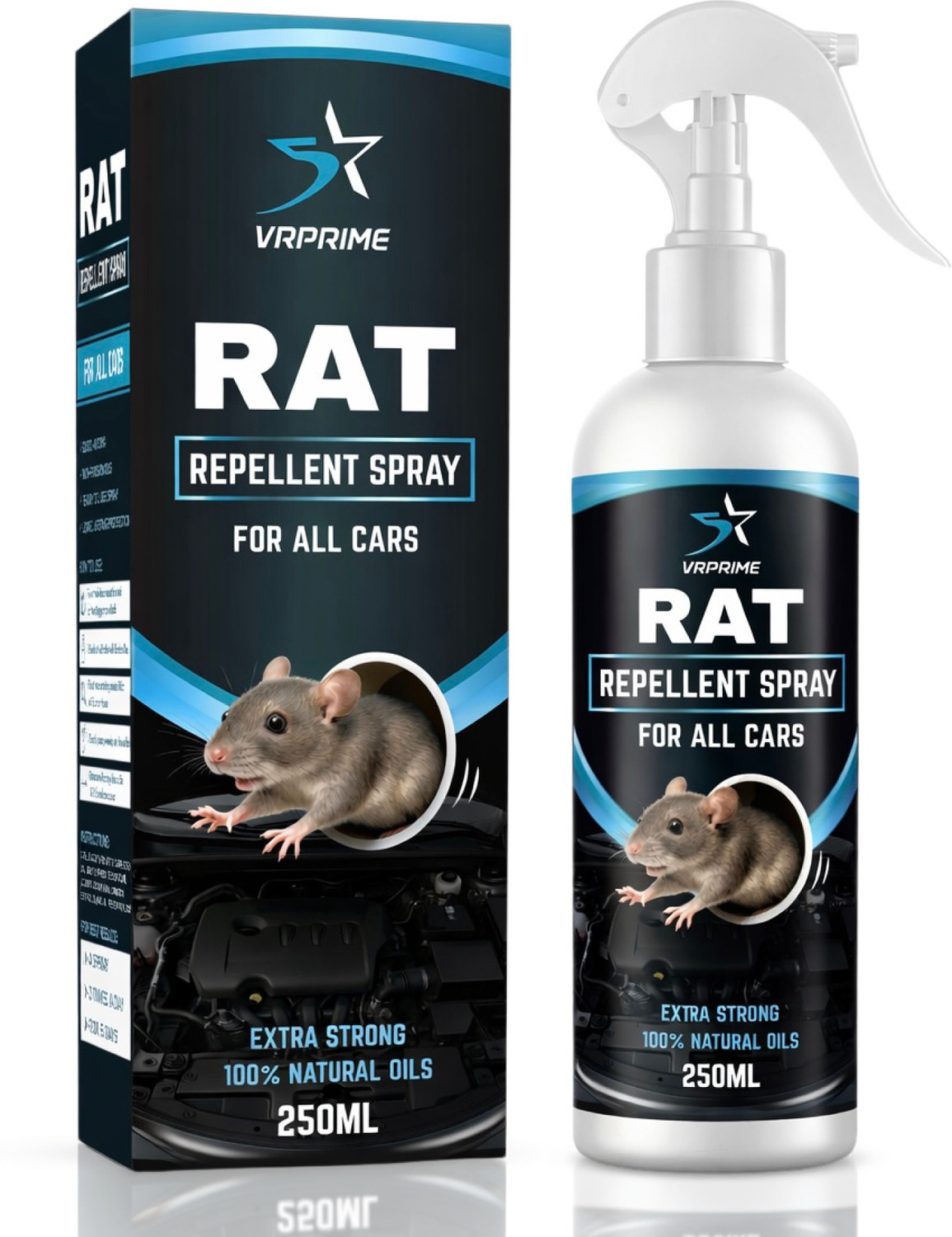 Image of VRPRIME Car Rat Repellent Spray 250ml | Herbal Rodent Protection for Car Engine & Wires
