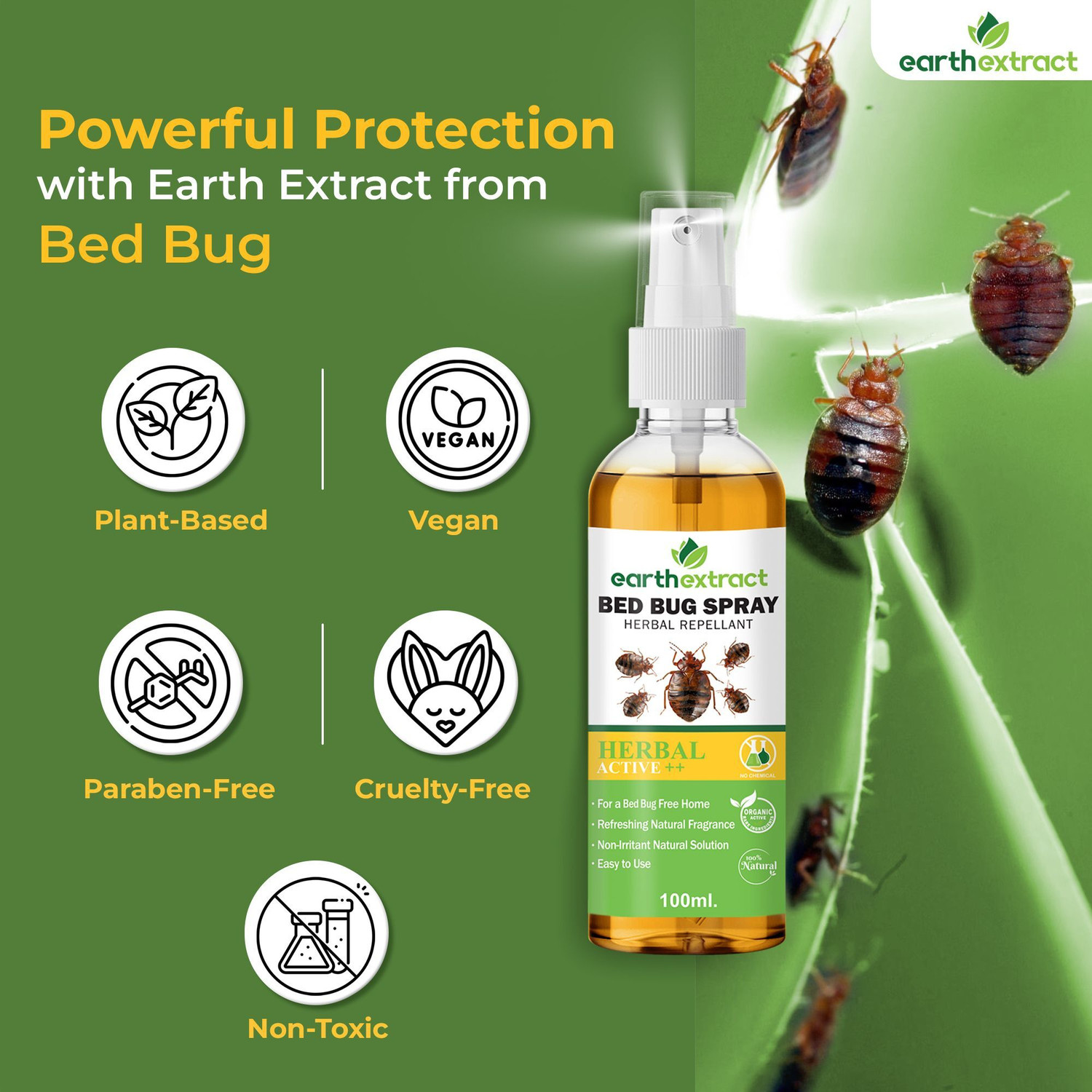Image of Earth extracts Bed Bug Repellent Spray For Home, Natural, Non-Toxic, 100% Herbal & Effective