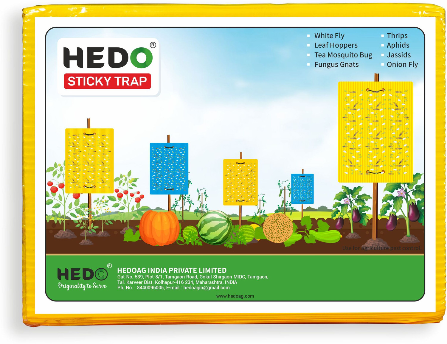 Image of HEDO Yellow & Blue Mix Insect Catcher Sheet To Control Thrips,Aphid & Whitefly(25Pcs)