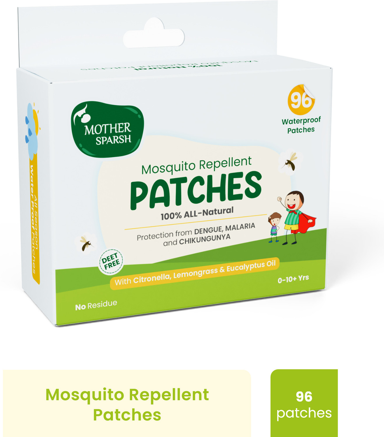Image of Mother Sparsh 100% Natural Mosquito Repellent Patches for Babies, Protects from Dengue,Malaria