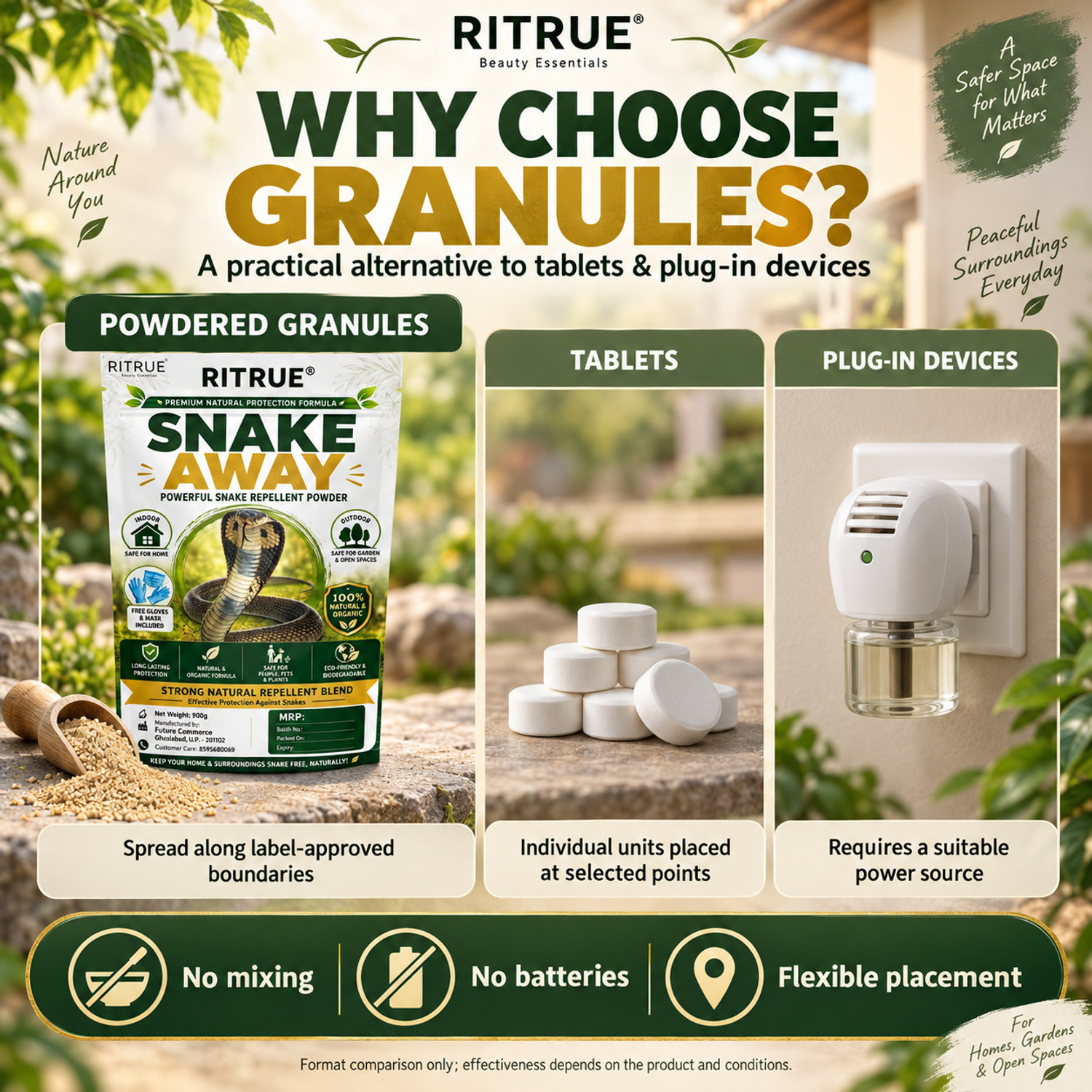 Image of RiTrue Ritrulyf Powerful Snake Repellent Powder Natural, Non-Toxic tablets, Pet Safe