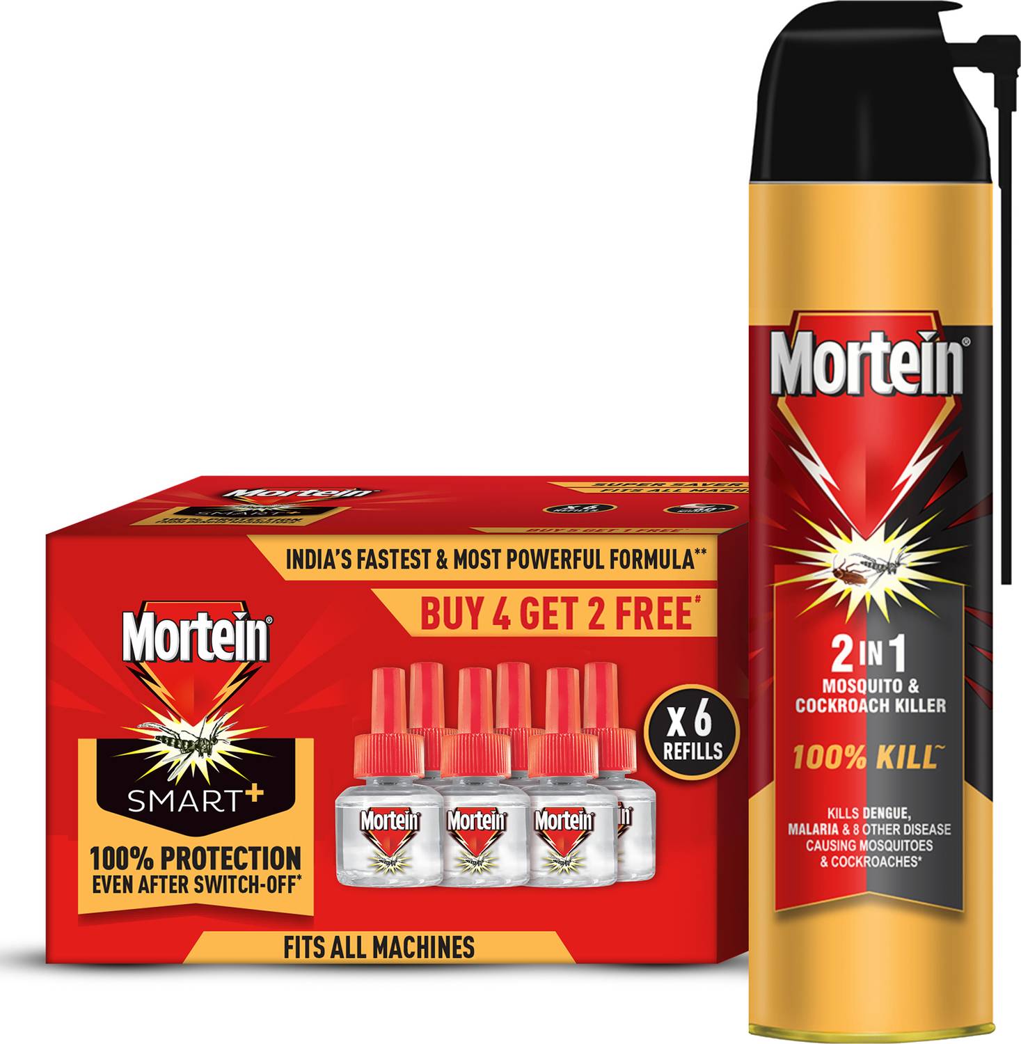 Mortein 2in1 Mosquito Killer & Cockroach spray 600ml+45ml *6 Repe