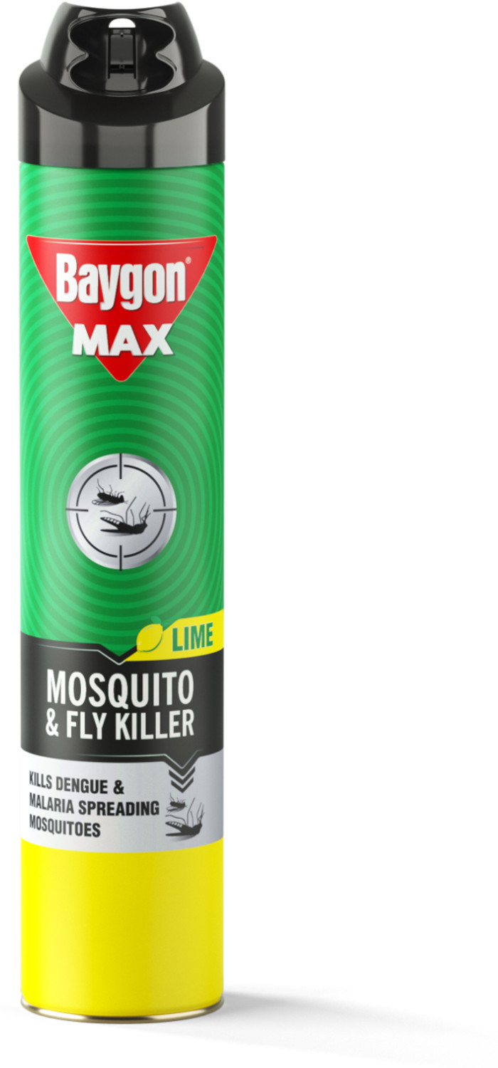 Image of Baygon Max Mosquito & Fly Killer Spray, Lime, Kills Dengue Malaria Mosquitoes Instantly
