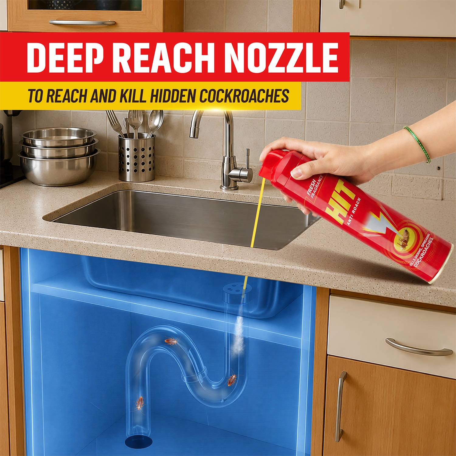 Hit Cockroach Killer Spray 200 ml - Image 4