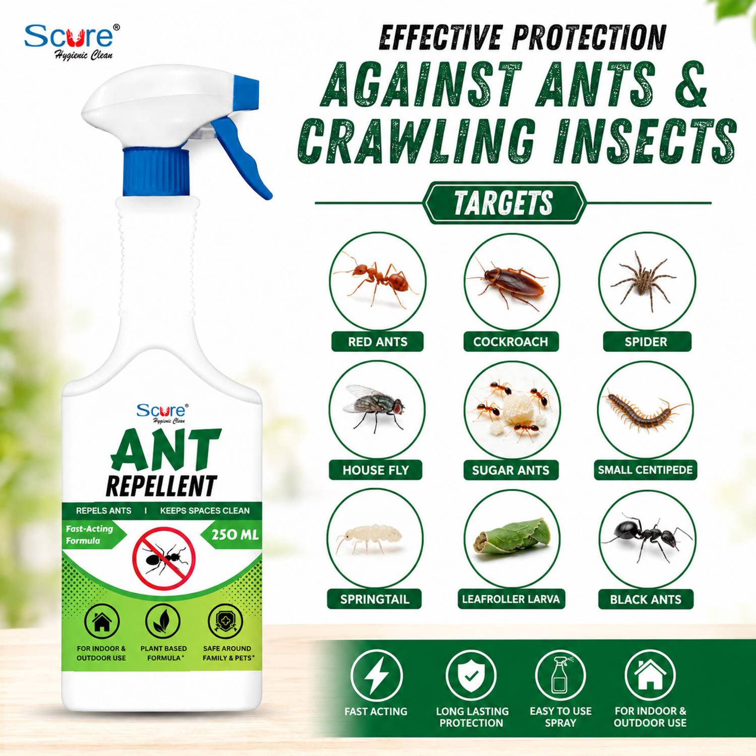 Scure Ant Repellent Spray For Storerooms, Warehouses & Dustbins | Red & Black Ants