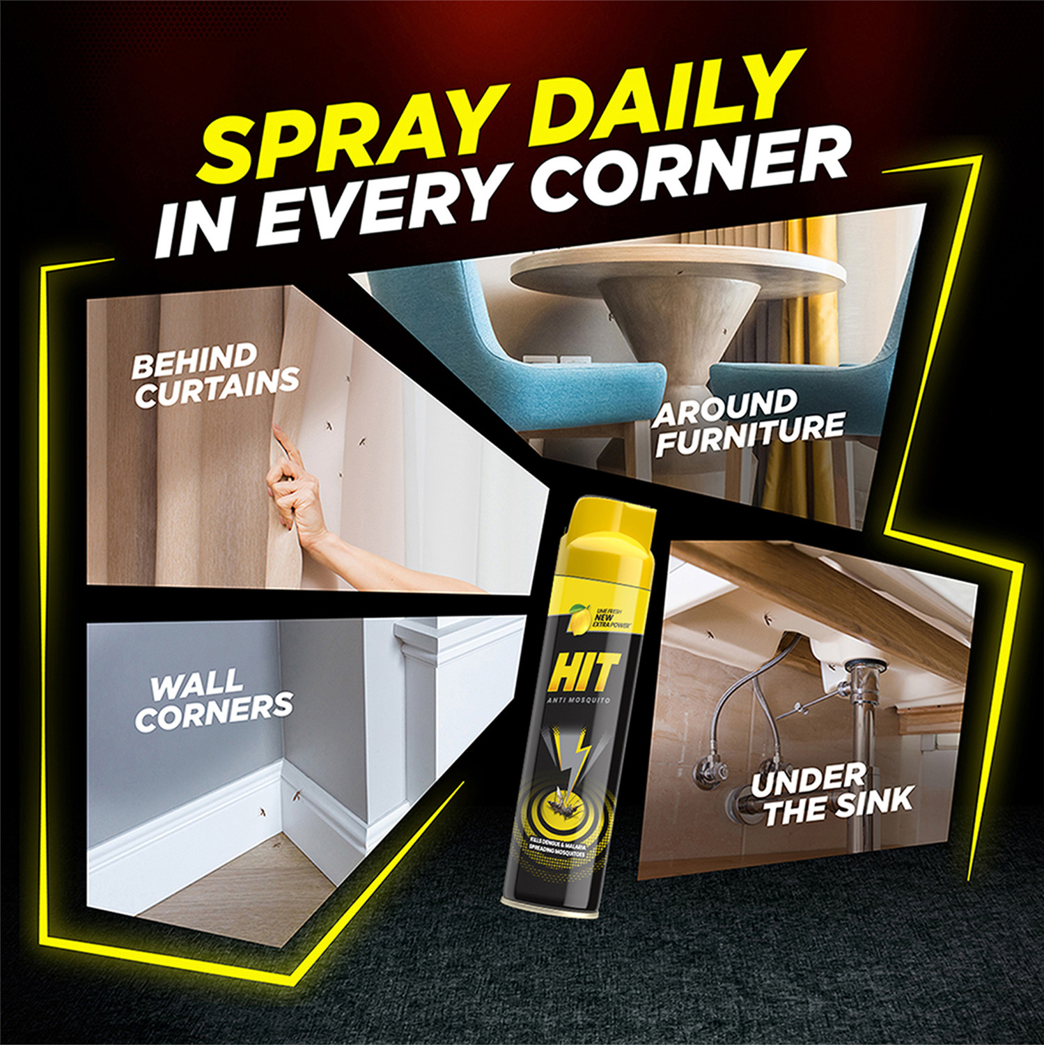 Image of Hit Mosquito & Fly Killer Spray - Lime Fresh (2 x 700 ml)