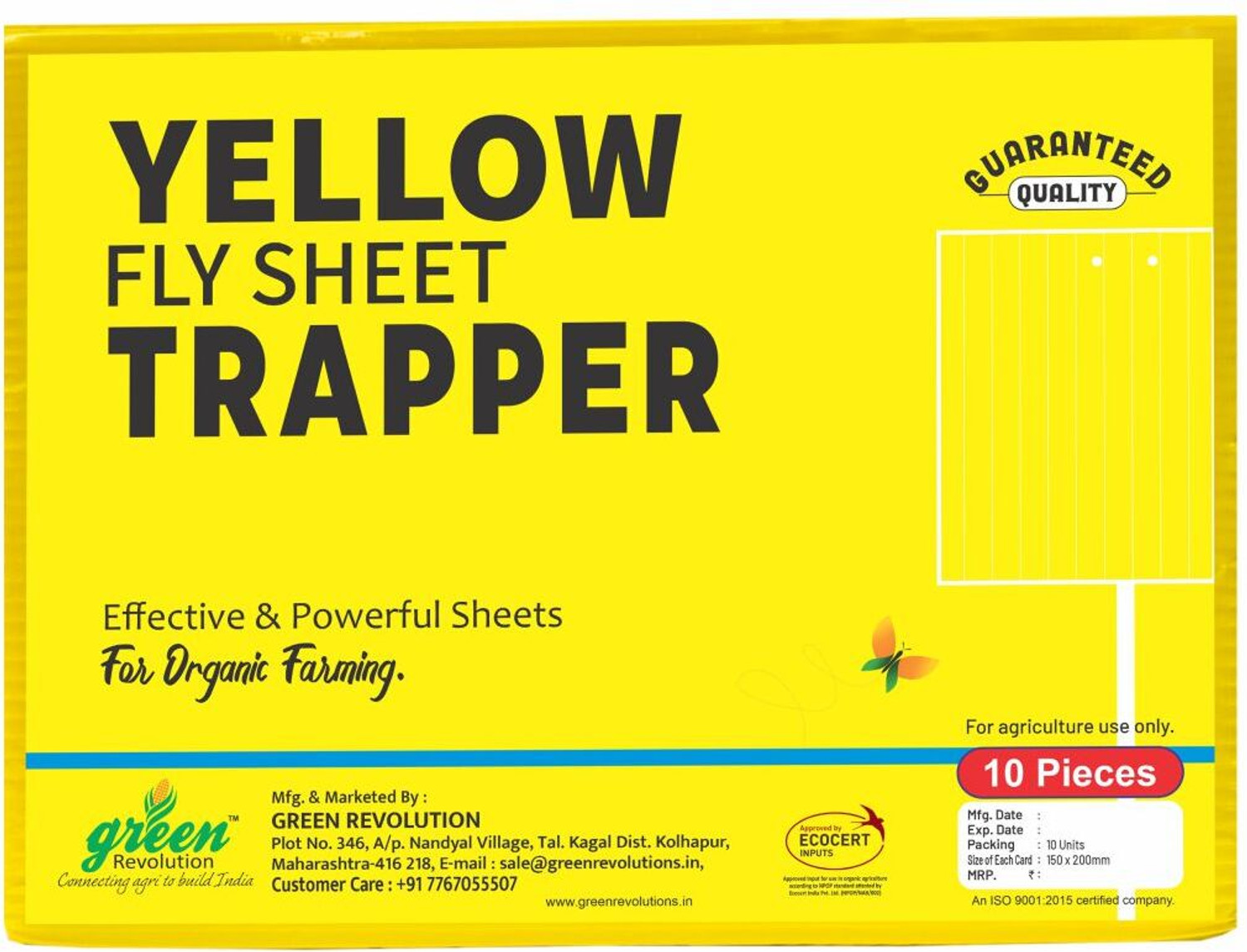 Image of Green Revolution Eco Yellow Sticky Trap for Insects for Garden and Farm Pack of 2 (20 pcs).