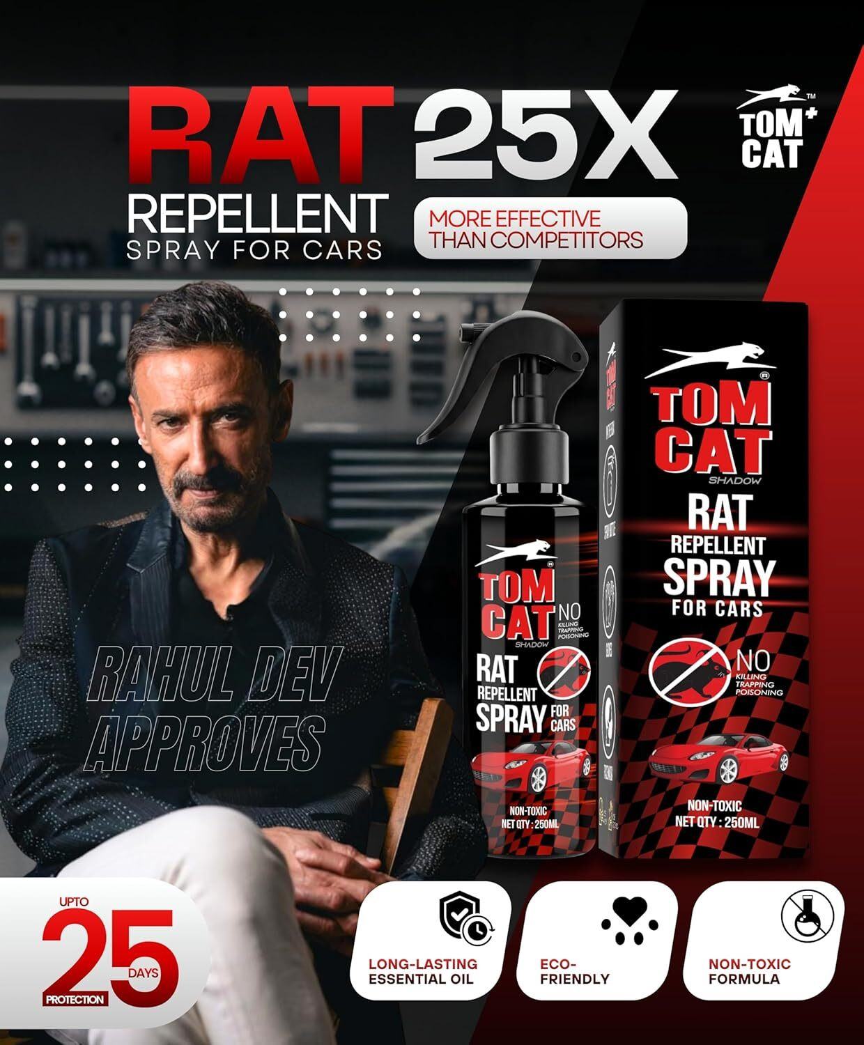 Image of TOM CAT SHADOW No Entry Rat Repellent Spray for Cars Highly Effective