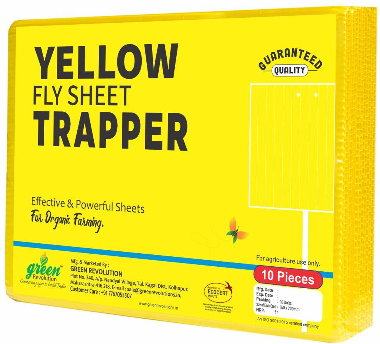 Image of Green Revolution Eco Yellow Sticky Trap for Insects for Garden and Farm Pack of 2 (20 pcs).