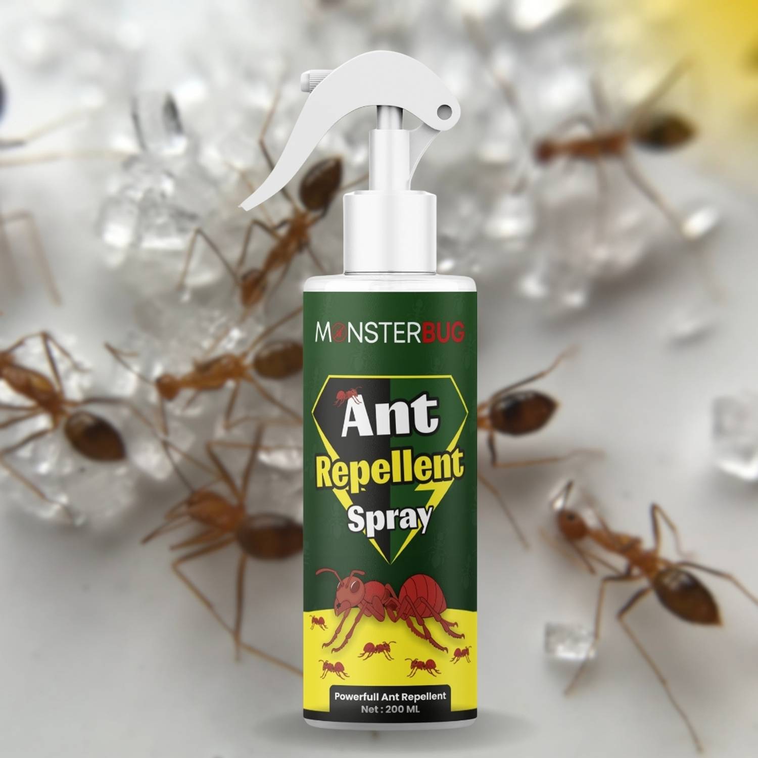 MONSTERBUG Herbal Ant Repellent Spray Kitchen, Bedroom, Bathroom, Garden Safe