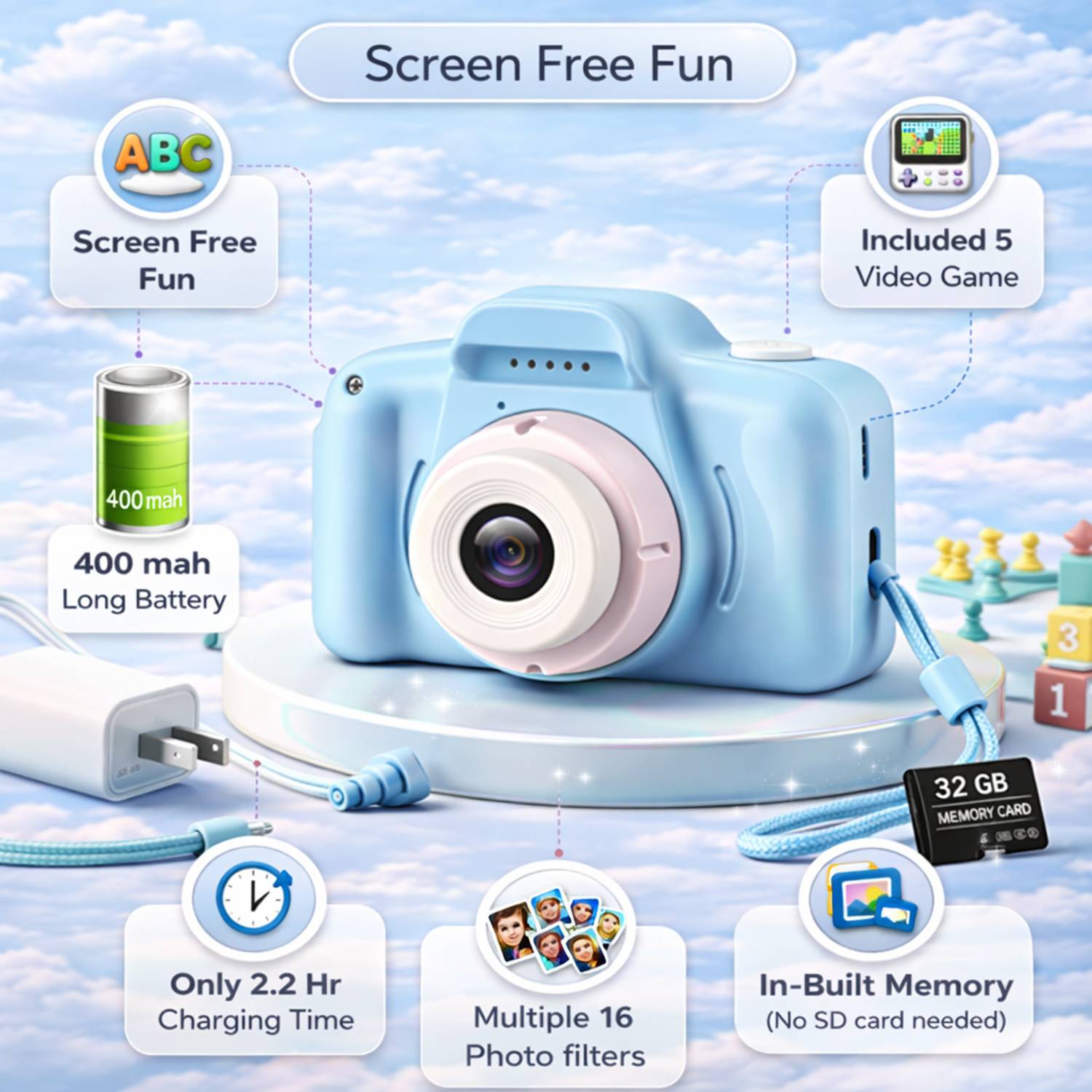 LIVORA Kids Camera 13MP 1080P HD - Image 3