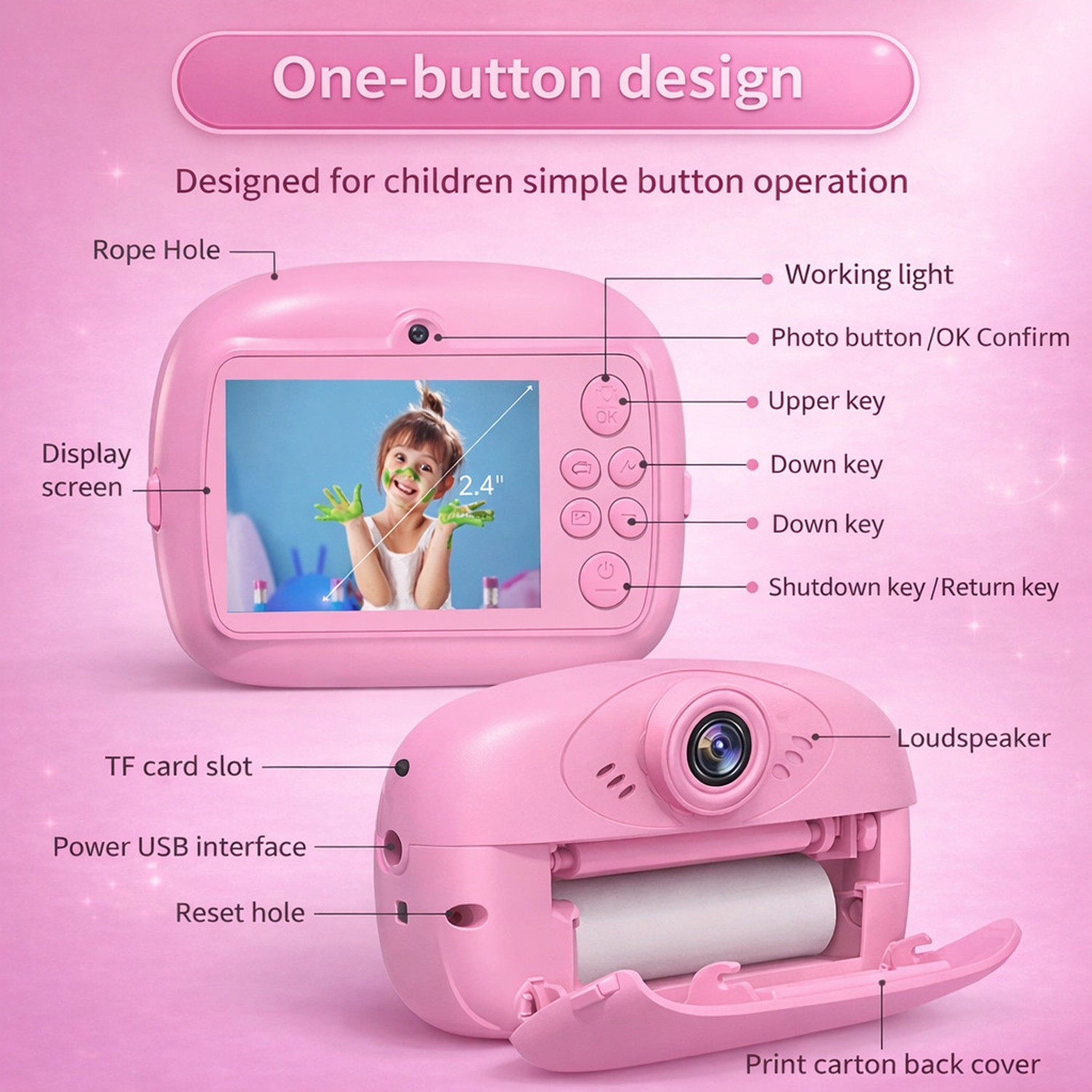 Image of LIVORA Kids Instant Print Camera Instant Photo Print Camera for Kids with Dual HD lens & Video Recording Instant Camera
