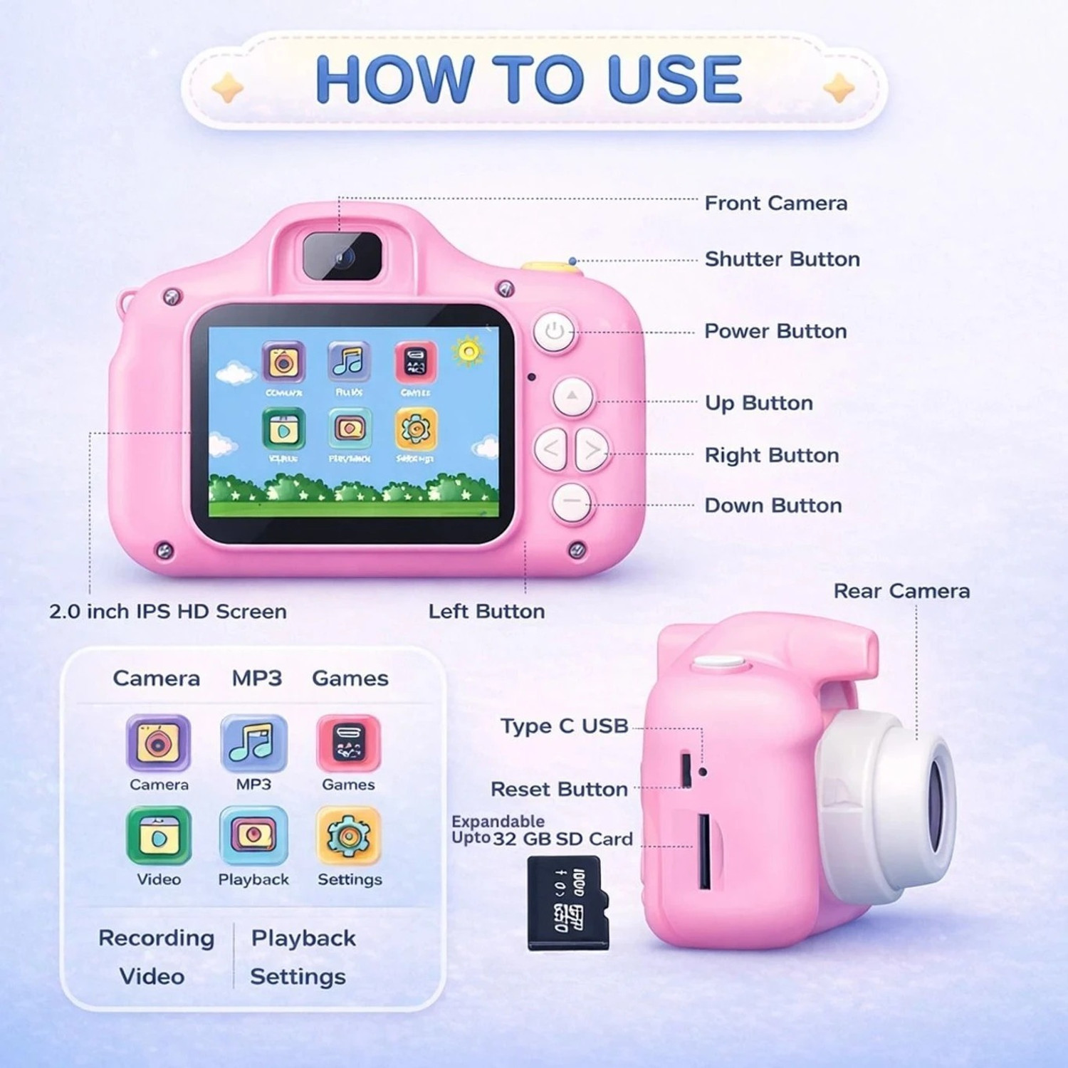 Image of Singhttraders Camera Toy HD Rechargeable Camera for Kids | Digital Photo & Video Camera Instant Camera