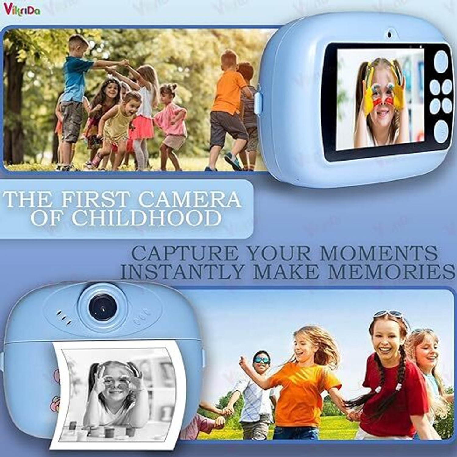 Image of ClickPic Instant Print Cam 48MP Lens with 2 Rolls Included in Box Retro Instant Camera Instant Camera