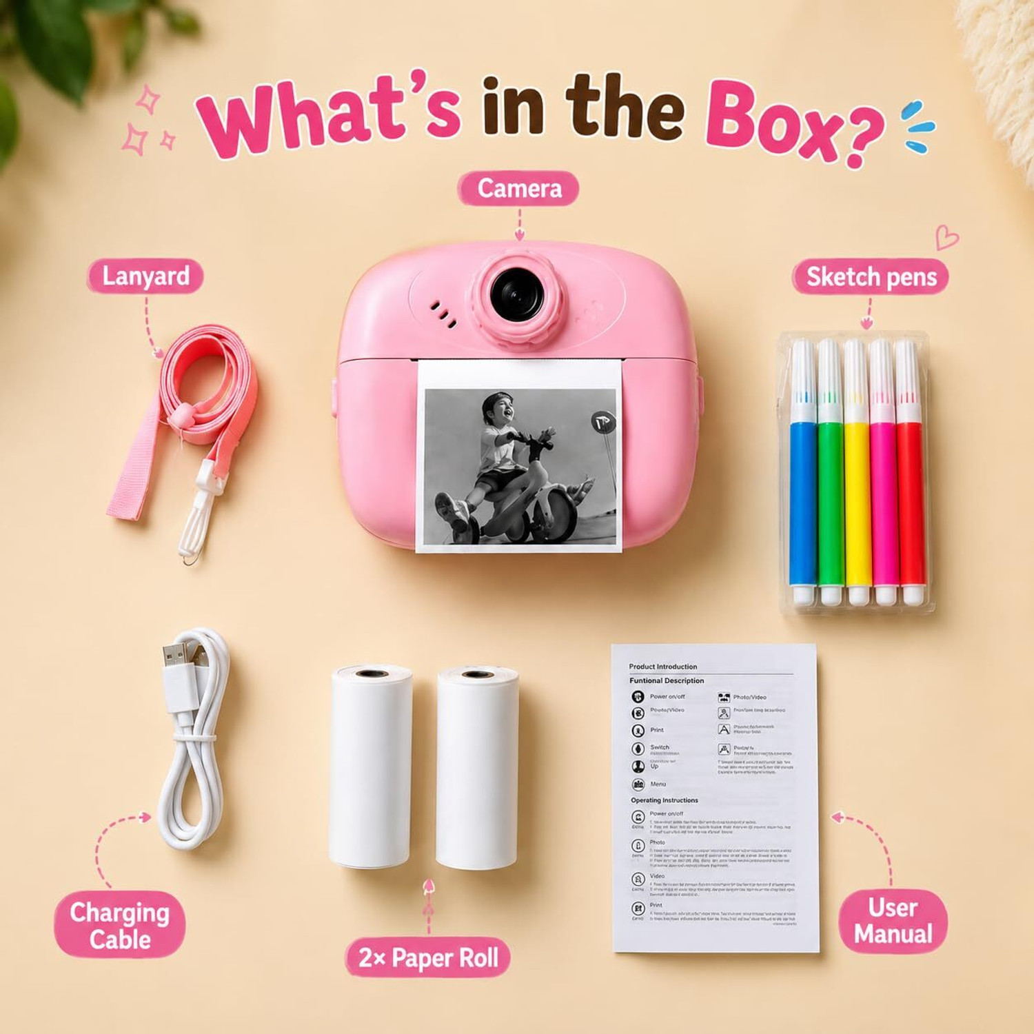Image of TECHHIVEENTERPRISES digital cemera with printer Instant Photo Printer Camera for Kids, Boys & Girls Instant Camera