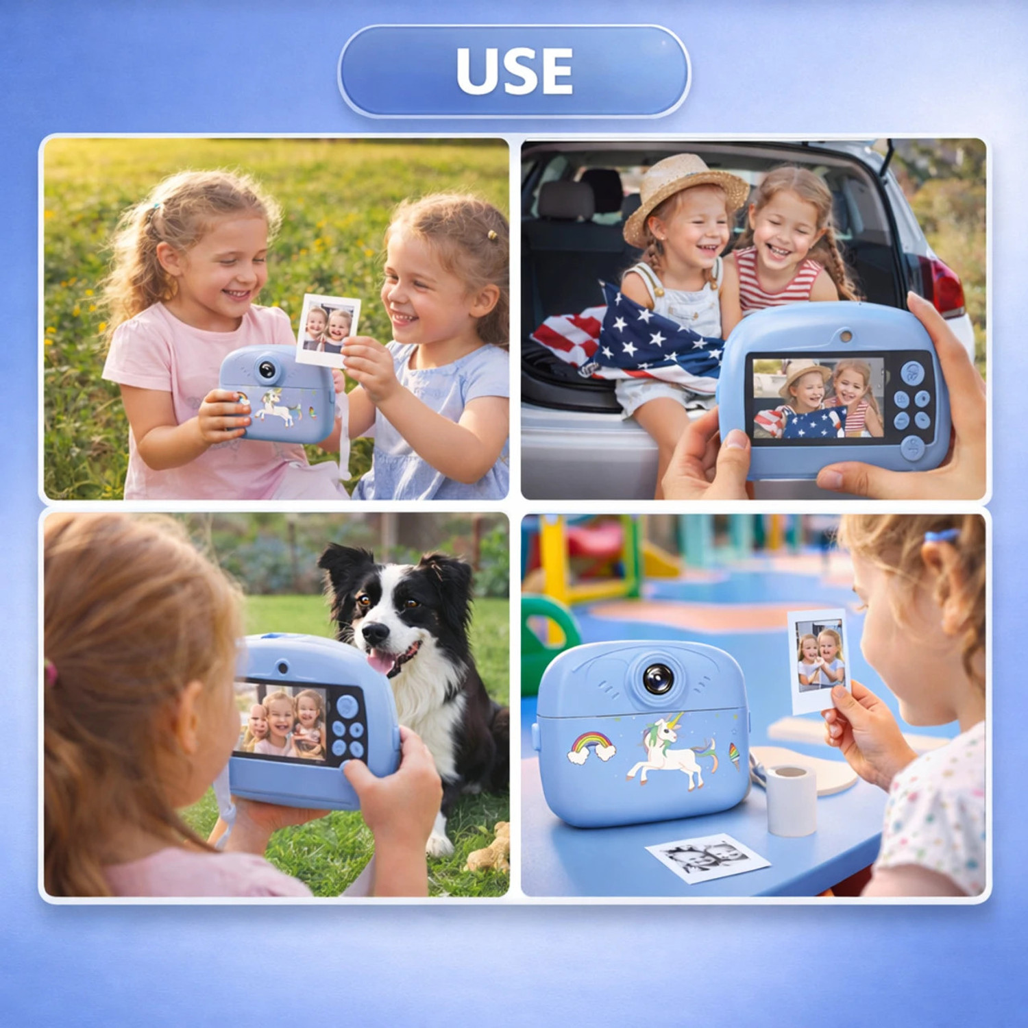 Image of Garima Enterprise Kids Instant Print Camera with Thermal Printer for Boys & Girls ( Blue ) Camera Instant Camera