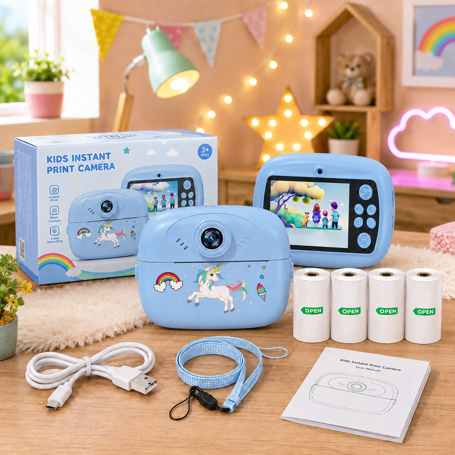 Image of Zuigo DIY instant photo printer cemera Instant Photo Printer Camera for Kids, Boys & Girls BLUE colour - Instant Camera