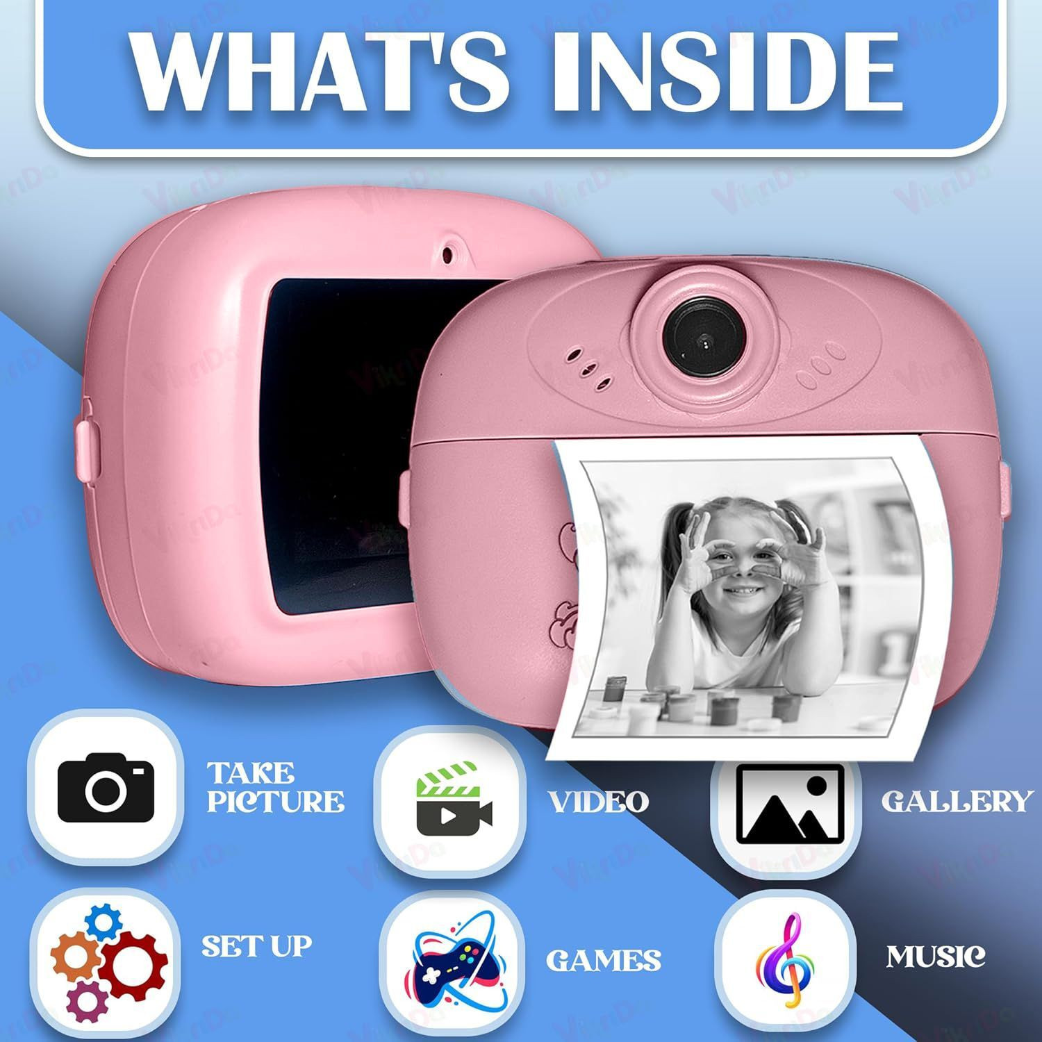 Image of bhindustry Instant Photo Print Camera for Kids Children Polaroid Camera, 48MP Printer DIY Instant Digital Camera Instant Camera