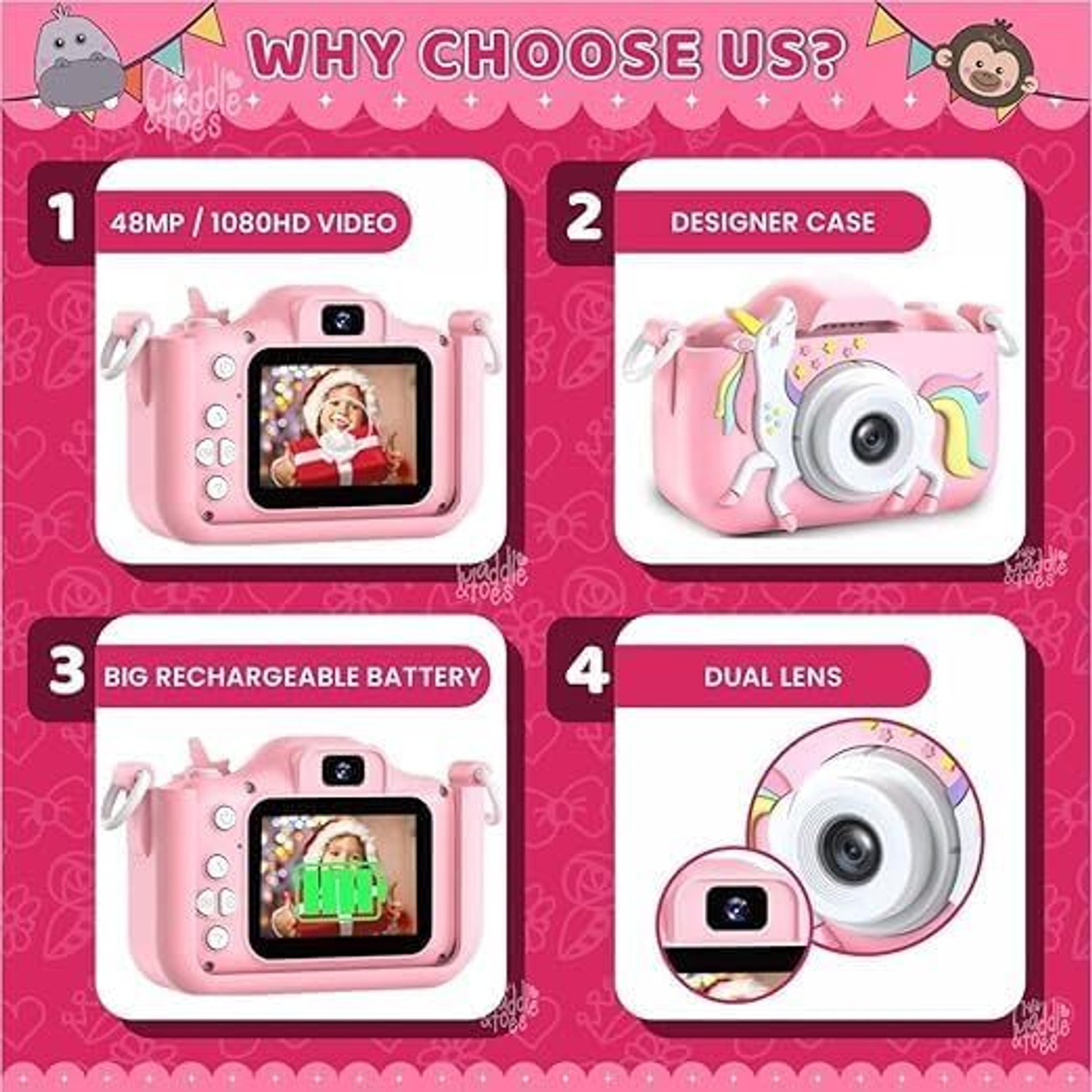 Image of Monex Stationery Instant Print Camera Kids Camera ,Selfie Camera 13MP 1080P HD Digital Video Camera for Toddler Instant Camera