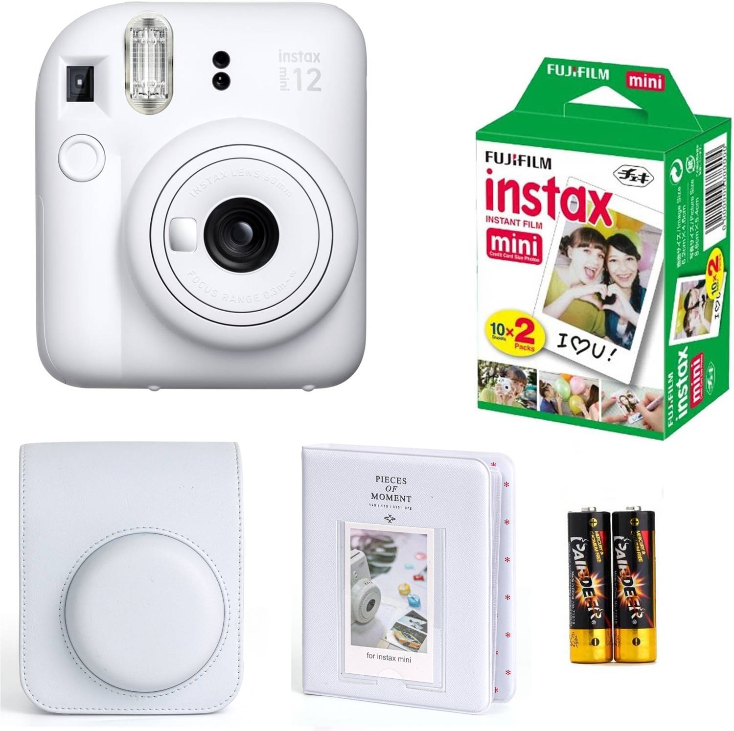 FUJIFILM Instax mini 12 Clay White Instant Camera with 10x2 Film +