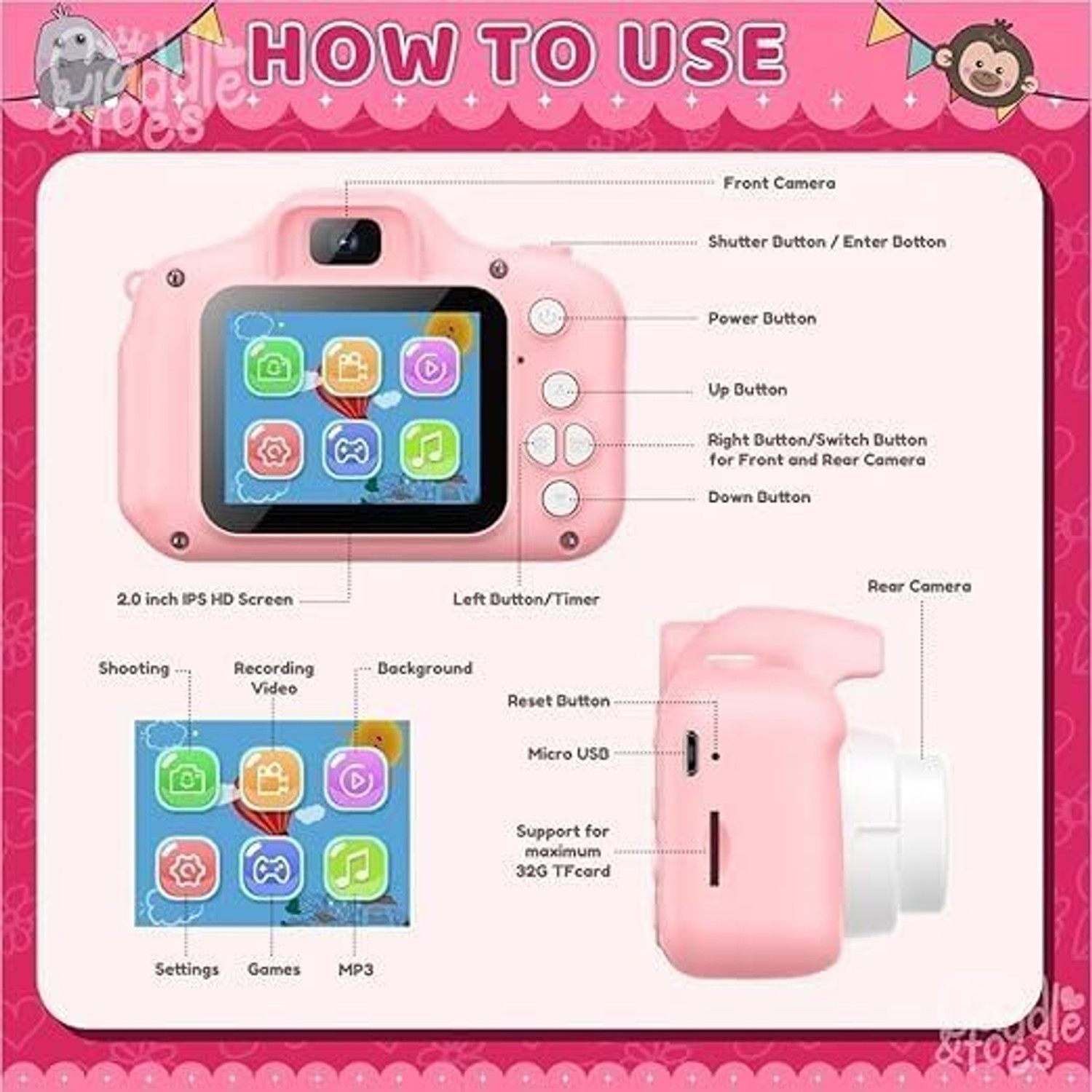Image of Monex Stationery Instant Print Camera Kids Camera ,Selfie Camera 13MP 1080P HD Digital Video Camera for Toddler Instant Camera